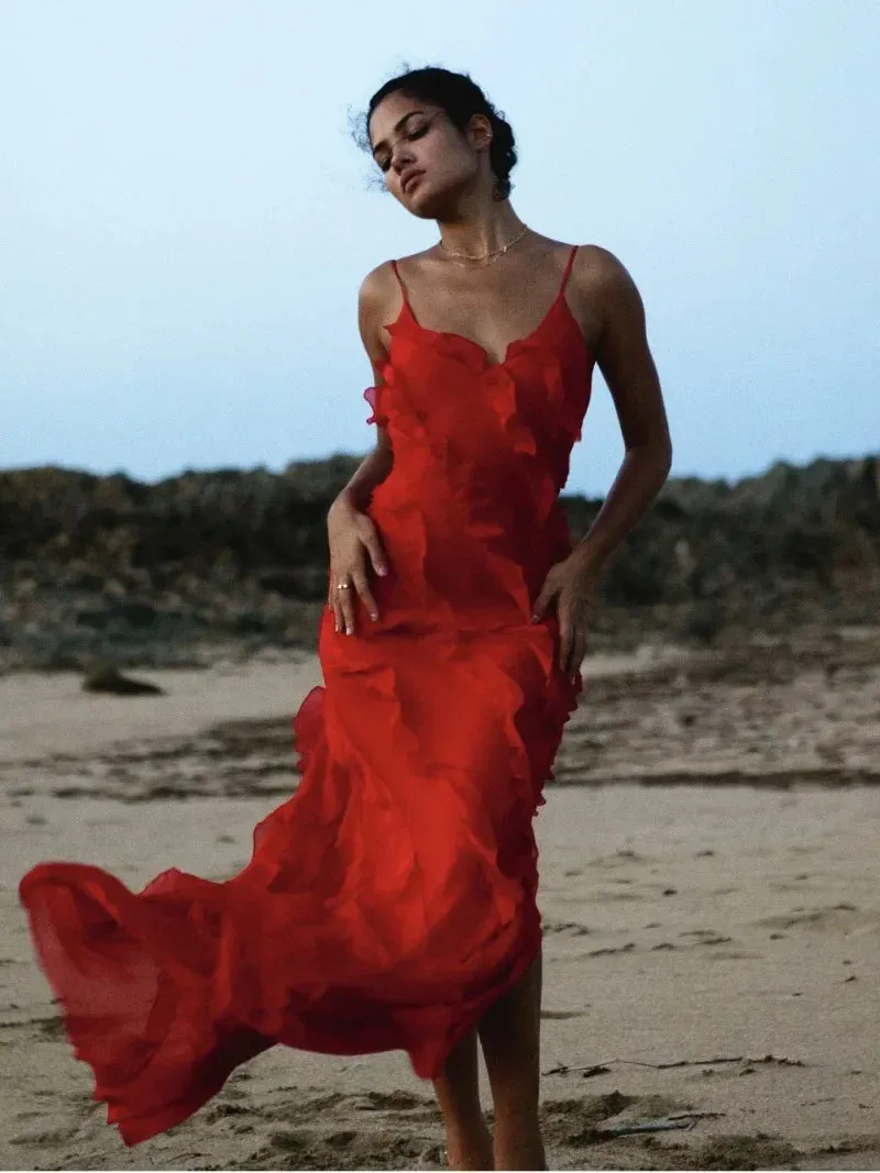 Iris® | Giulia I Red Chiffon Slip Dresses For Women