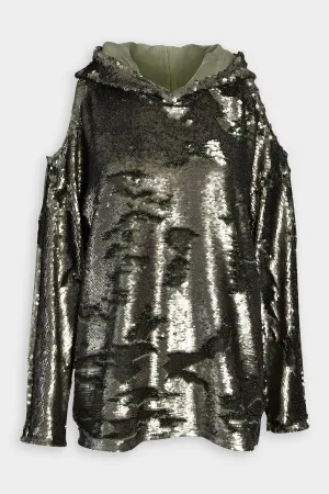 Juno Cut-Out Shoulders Hoodie in Olive