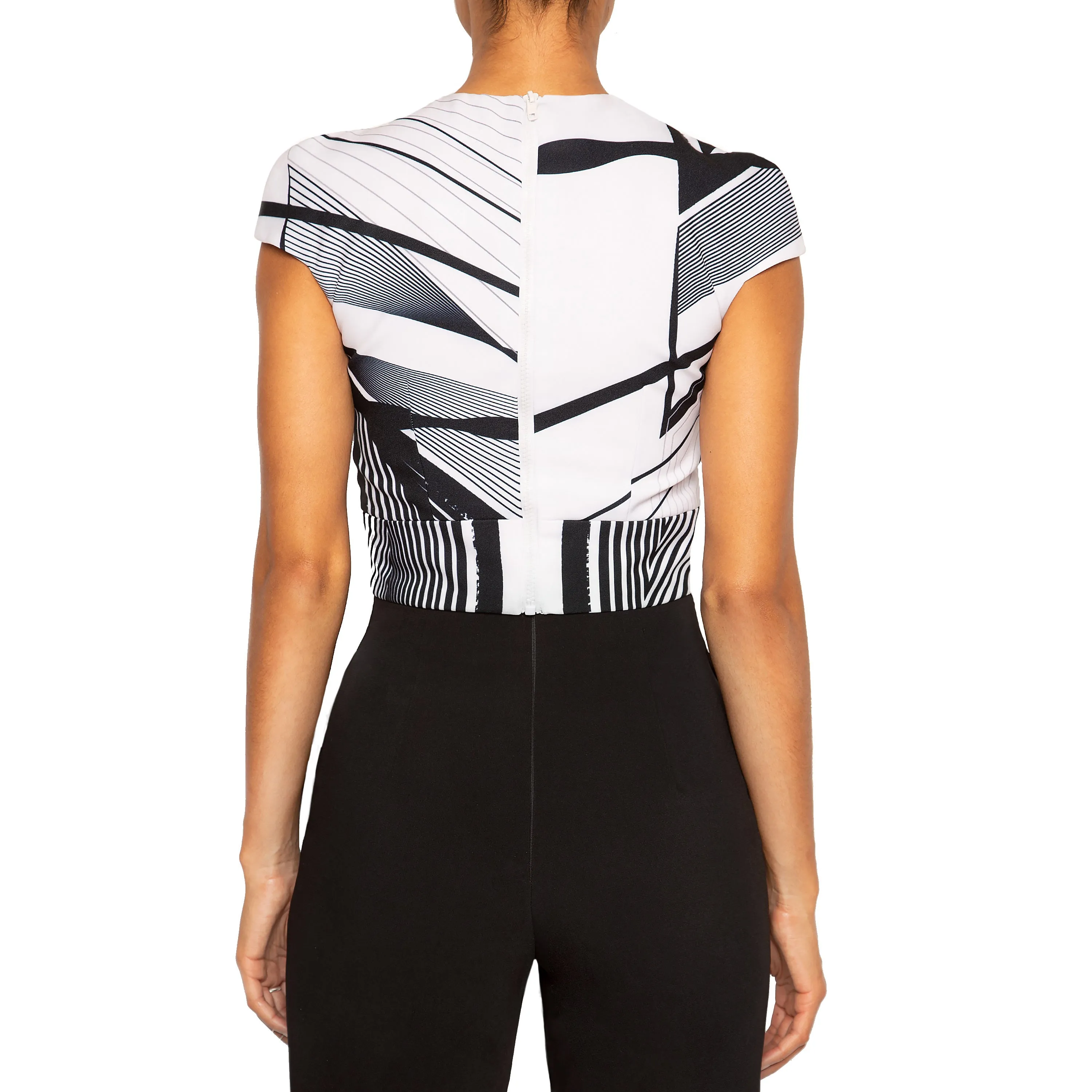 KALI | Cap Sleeve Top in Black and White Print
