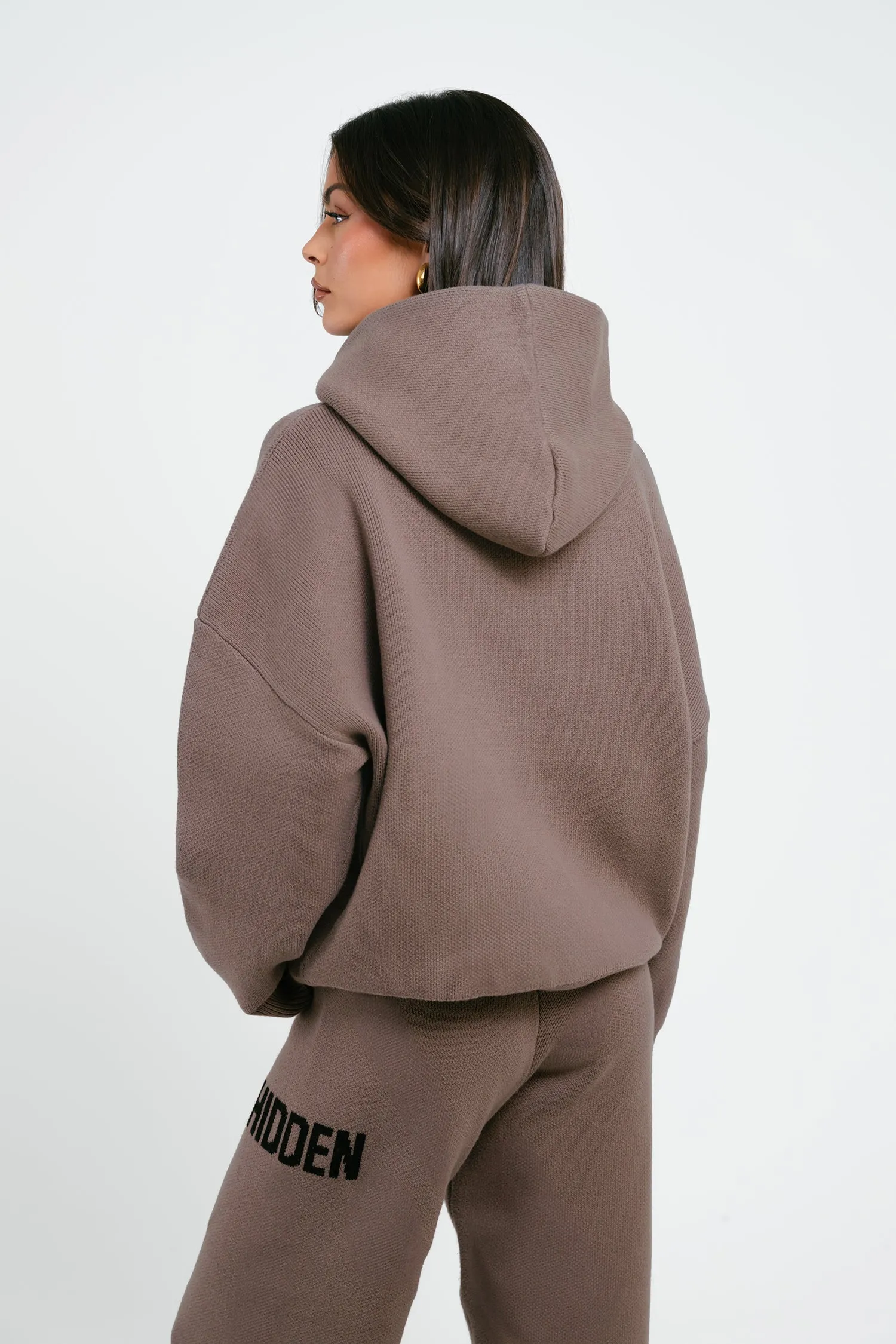 KNIT HOODIE TAUPE