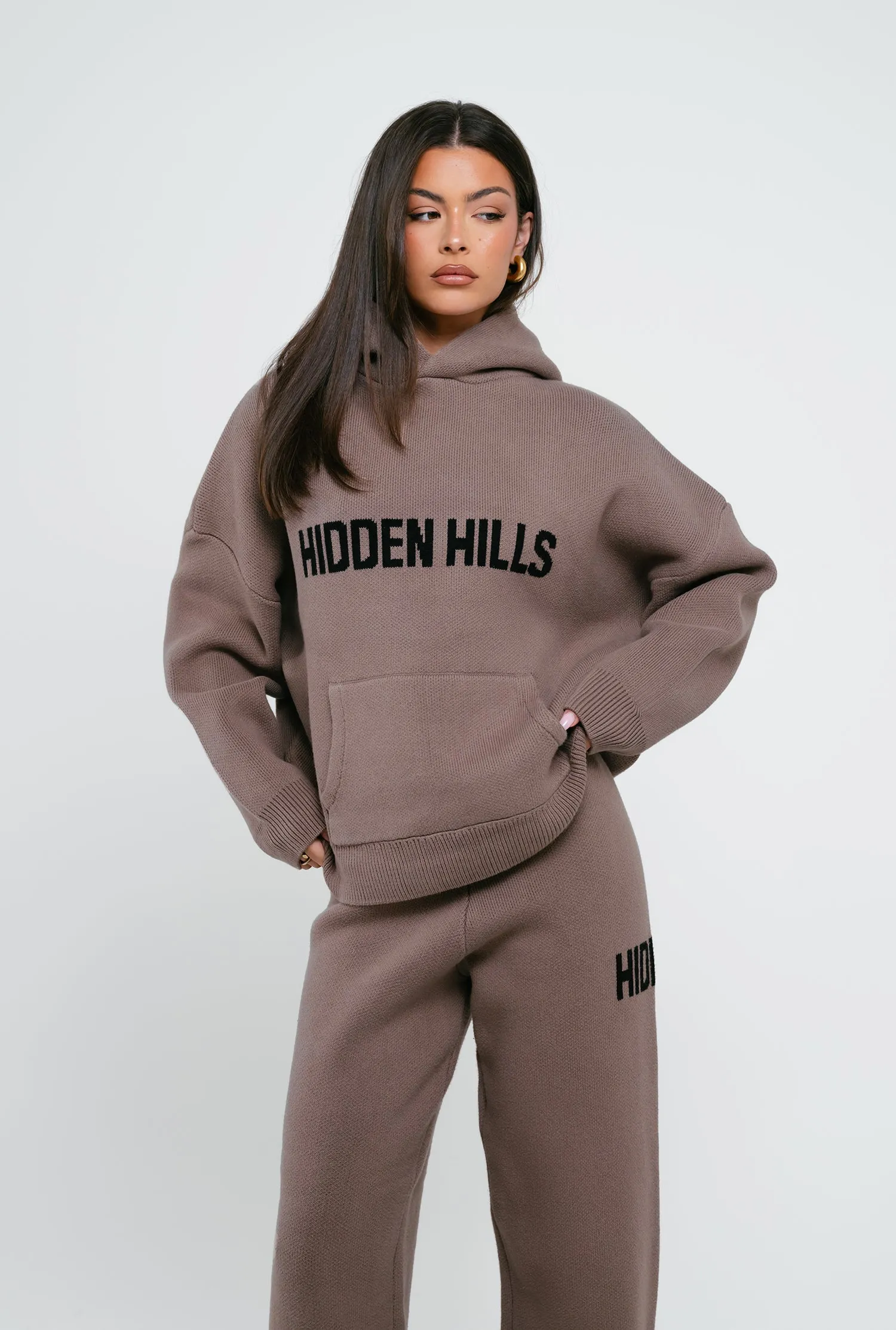 KNIT HOODIE TAUPE
