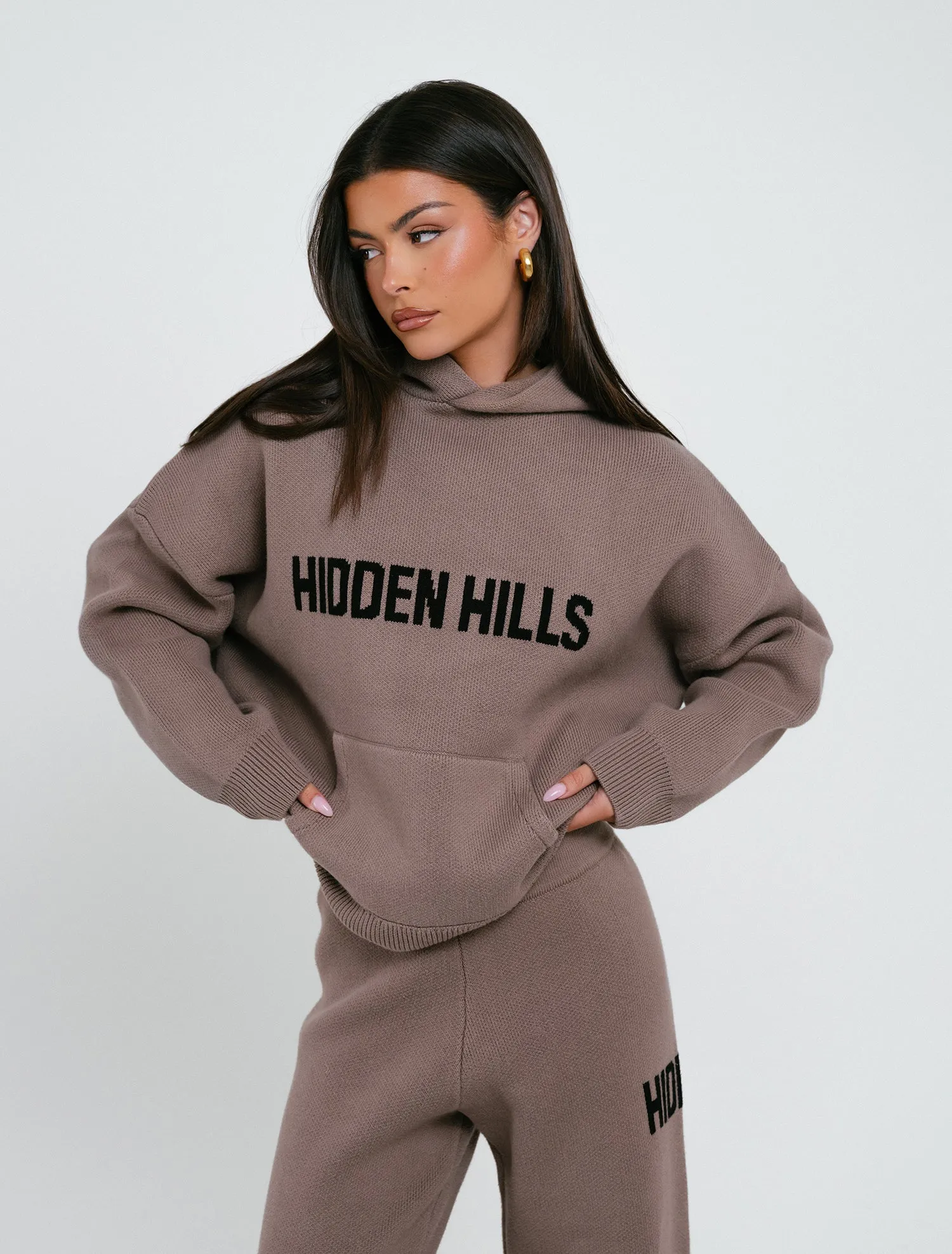 KNIT HOODIE TAUPE