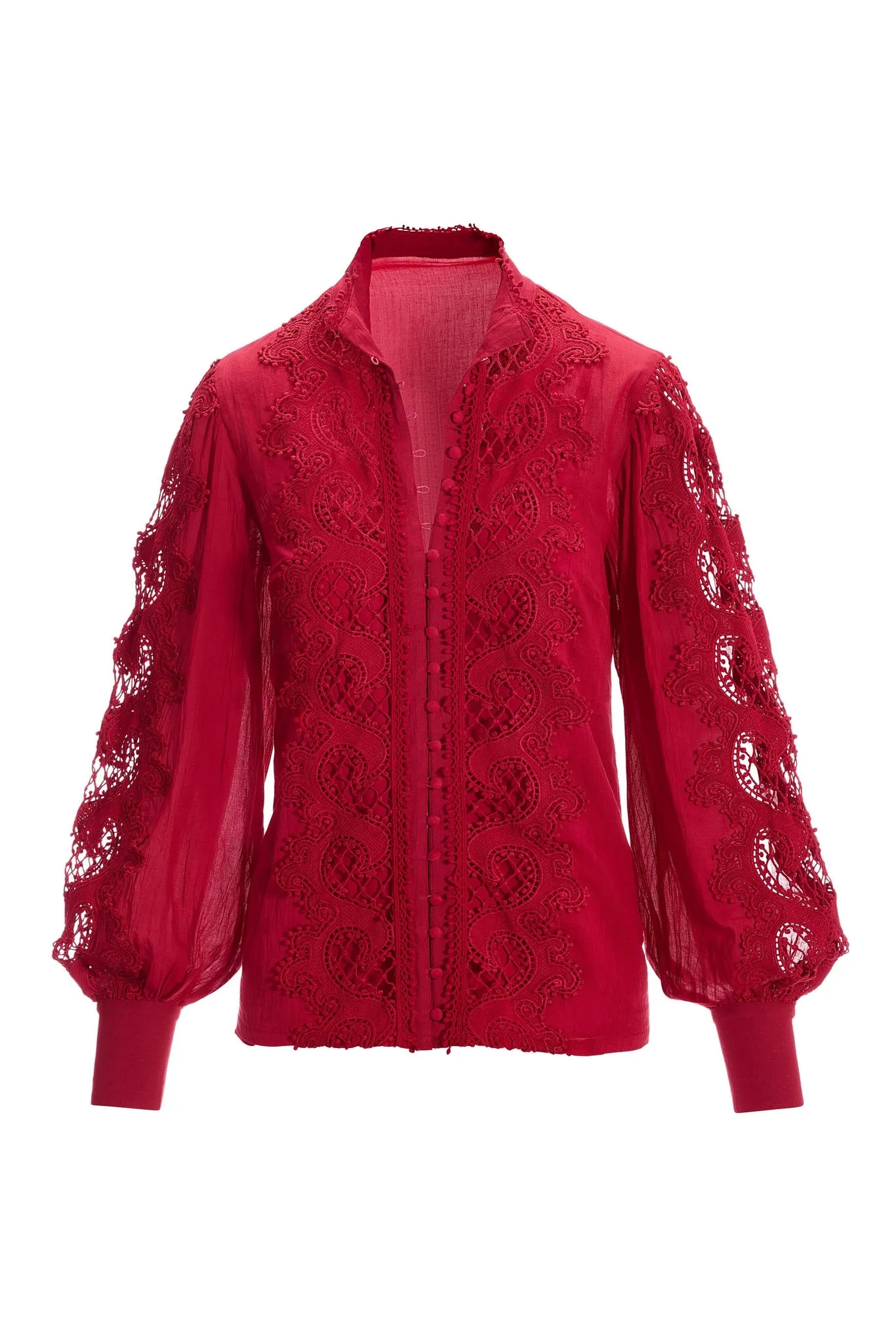 Lace Inset Drama Sleeve Shirt French Kiss