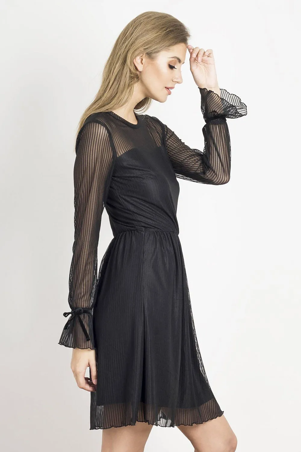 Lace-Trimmed A-Line Dress