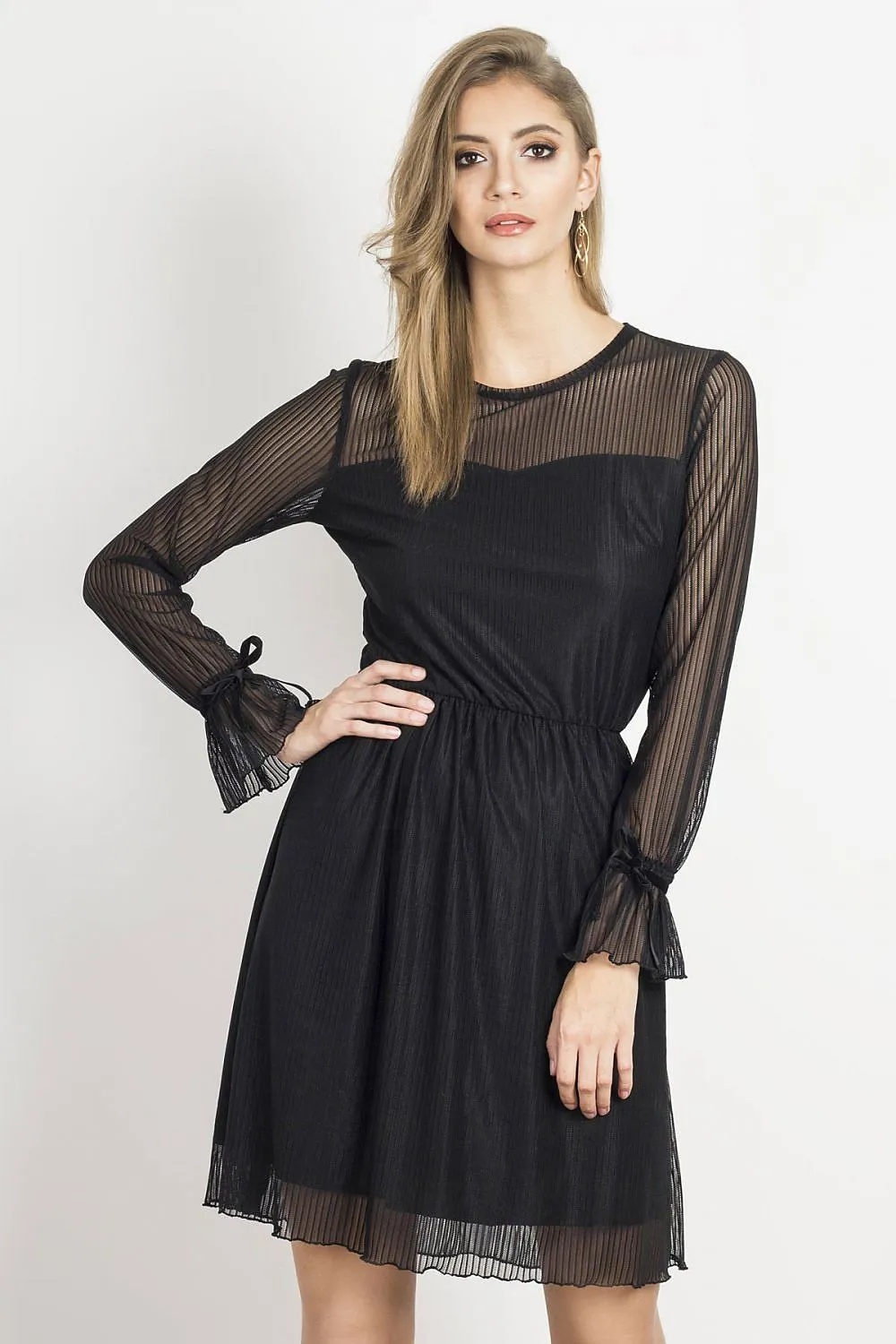 Lace-Trimmed A-Line Dress