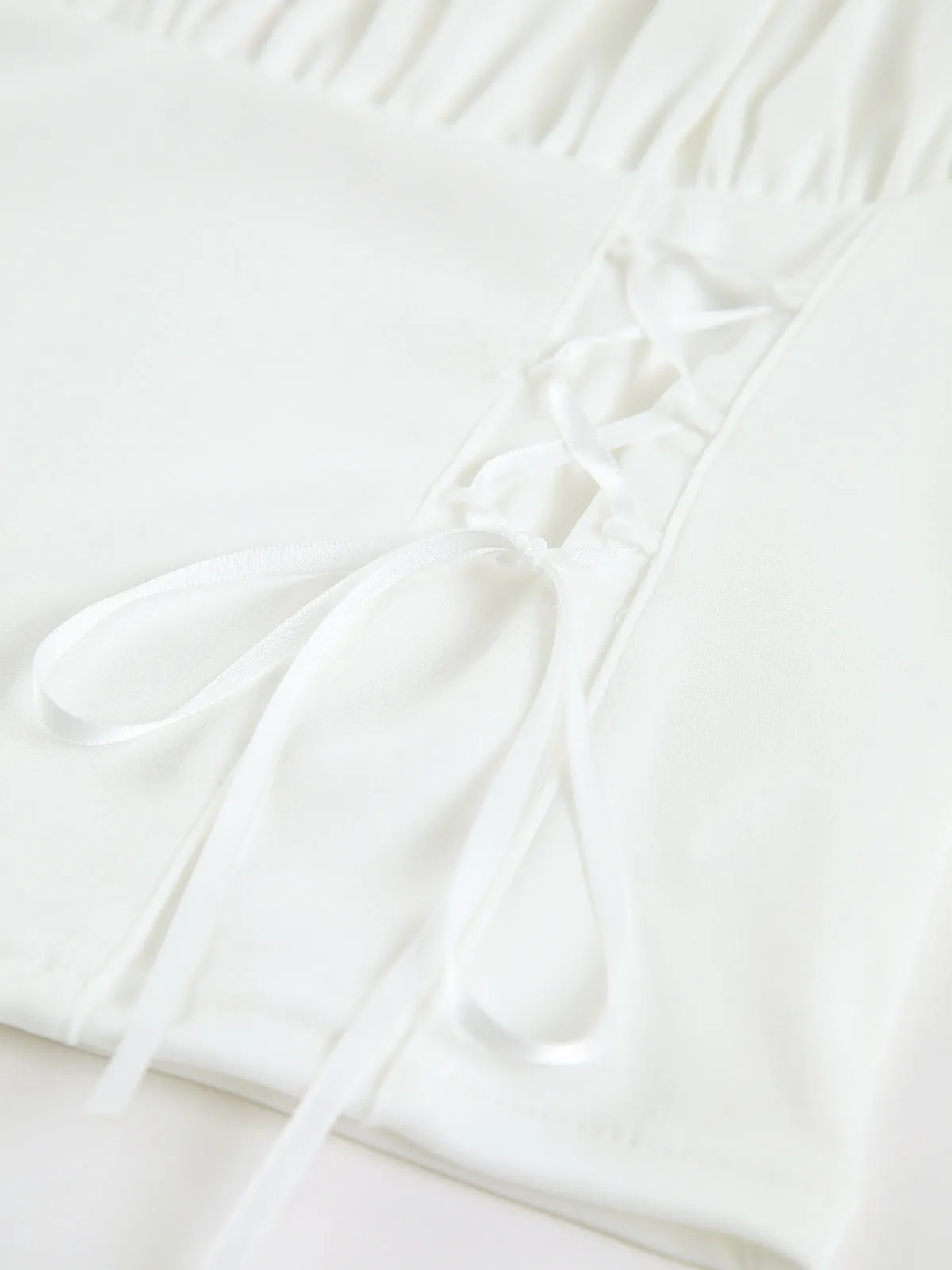 Lace Up Bow Decor Blouse