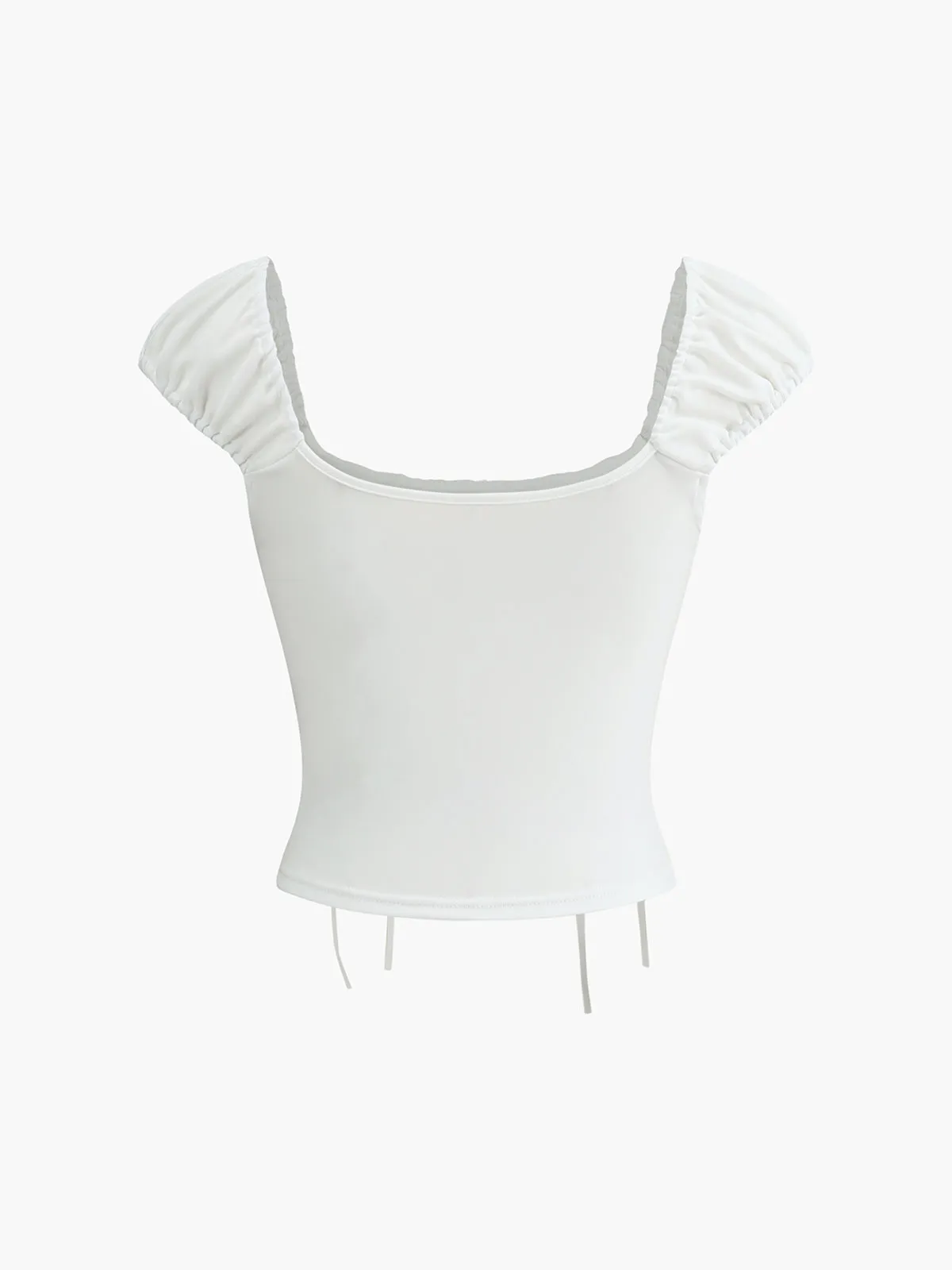 Lace Up Bow Decor Blouse