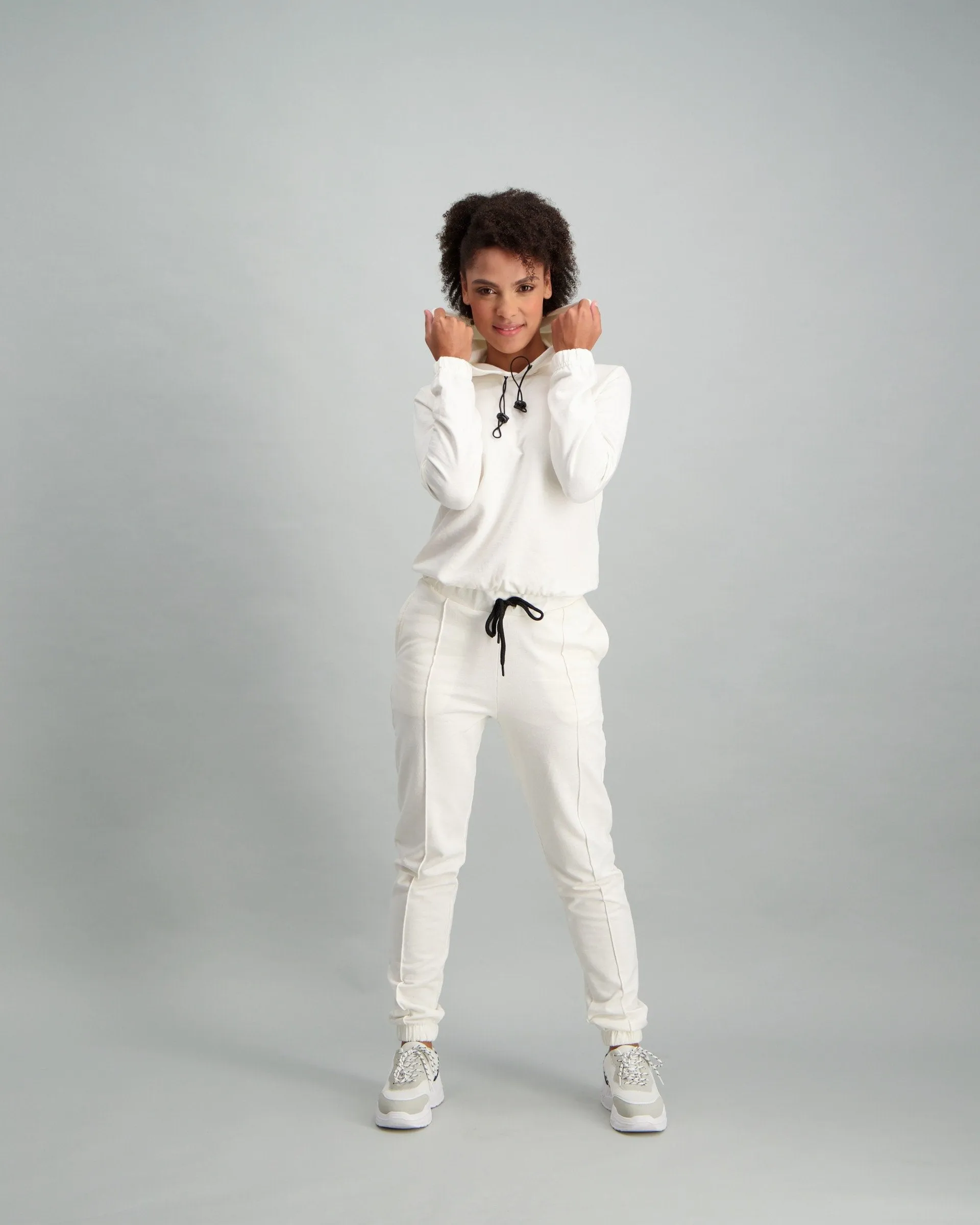 Ladies Toggle Oversize Fleece Hoodie - Cream