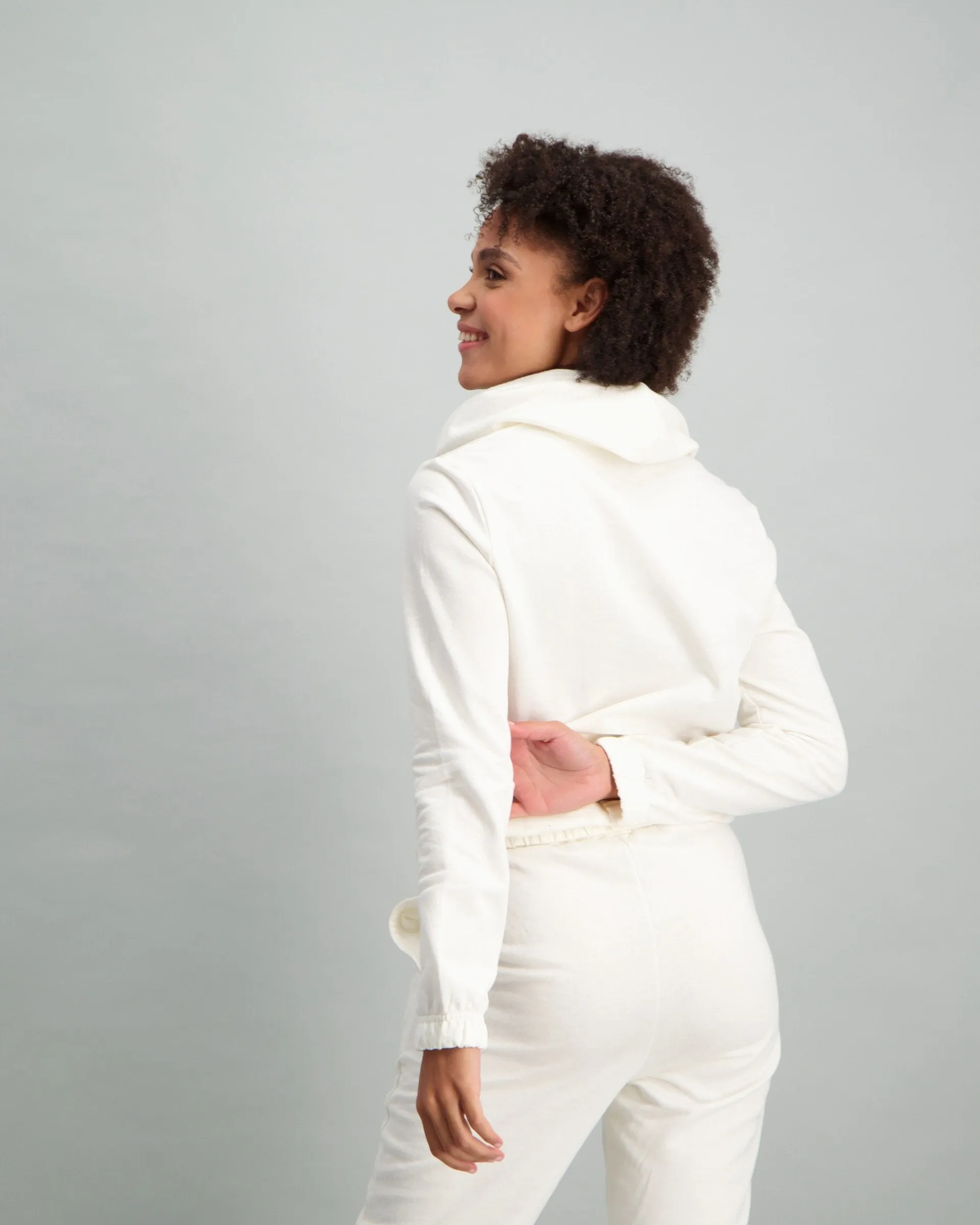 Ladies Toggle Oversize Fleece Hoodie - Cream