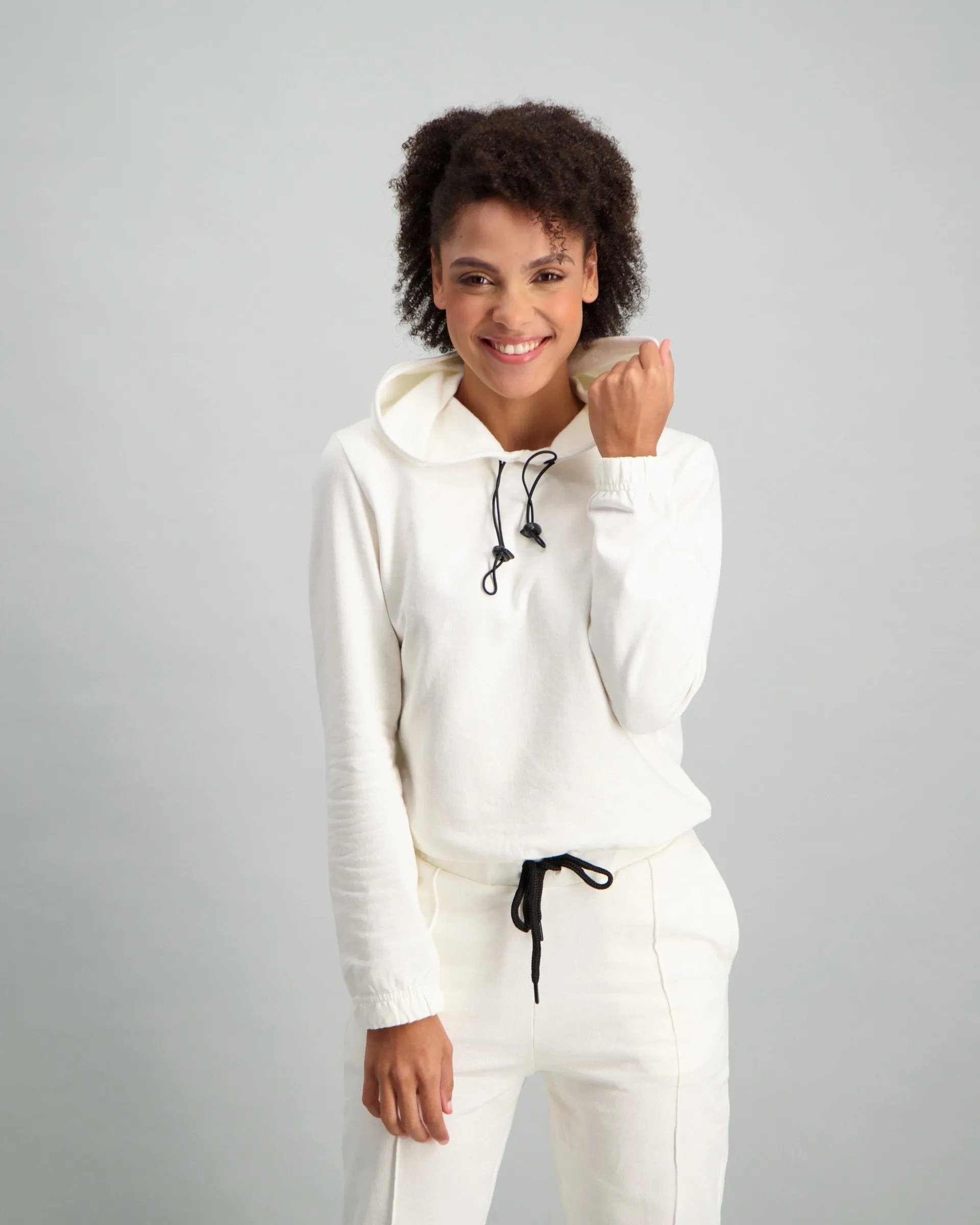 Ladies Toggle Oversize Fleece Hoodie - Cream