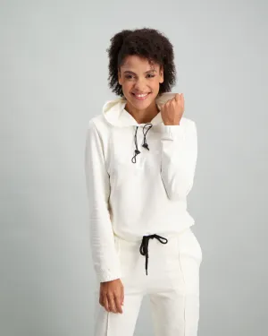 Ladies Toggle Oversize Fleece Hoodie - Cream