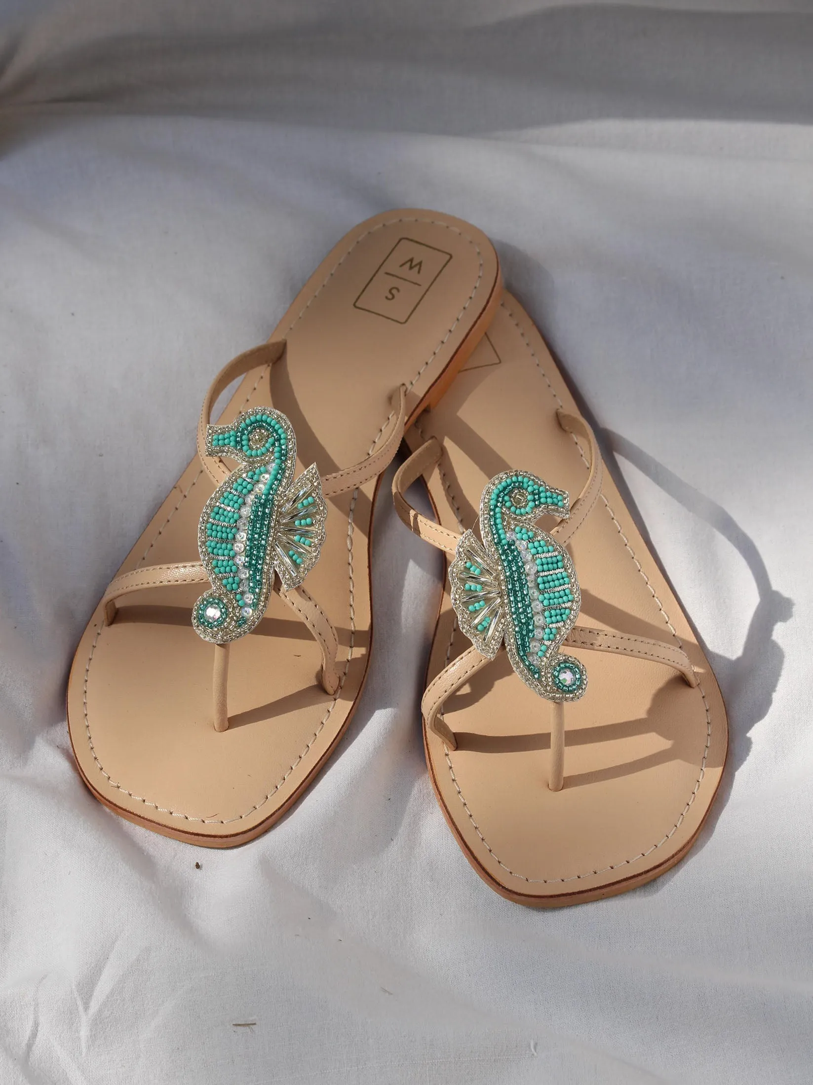 Larry Aqua Seahorse Sandals
