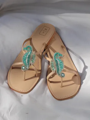Larry Aqua Seahorse Sandals
