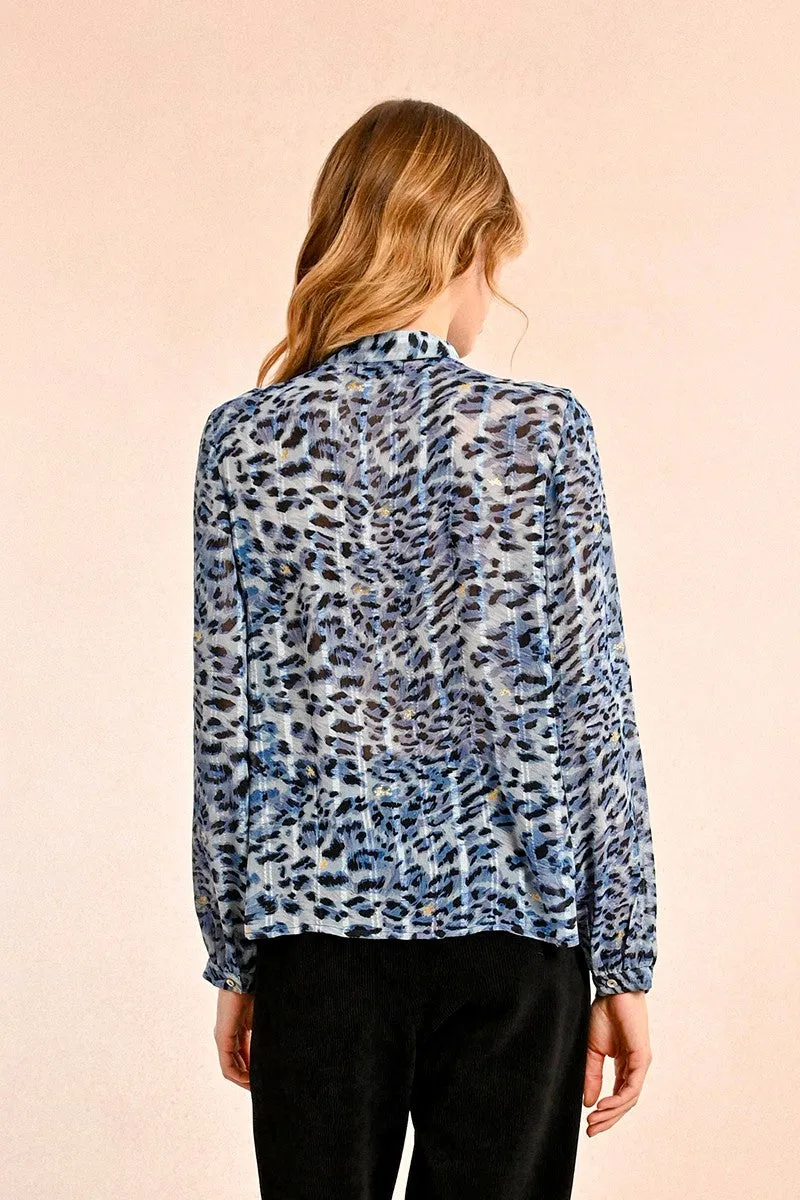 LEOPARD BLOUSE WITH PUSSY-BOW COLLAR