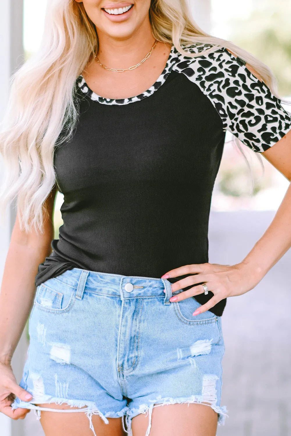 Leopard Cut Out Top