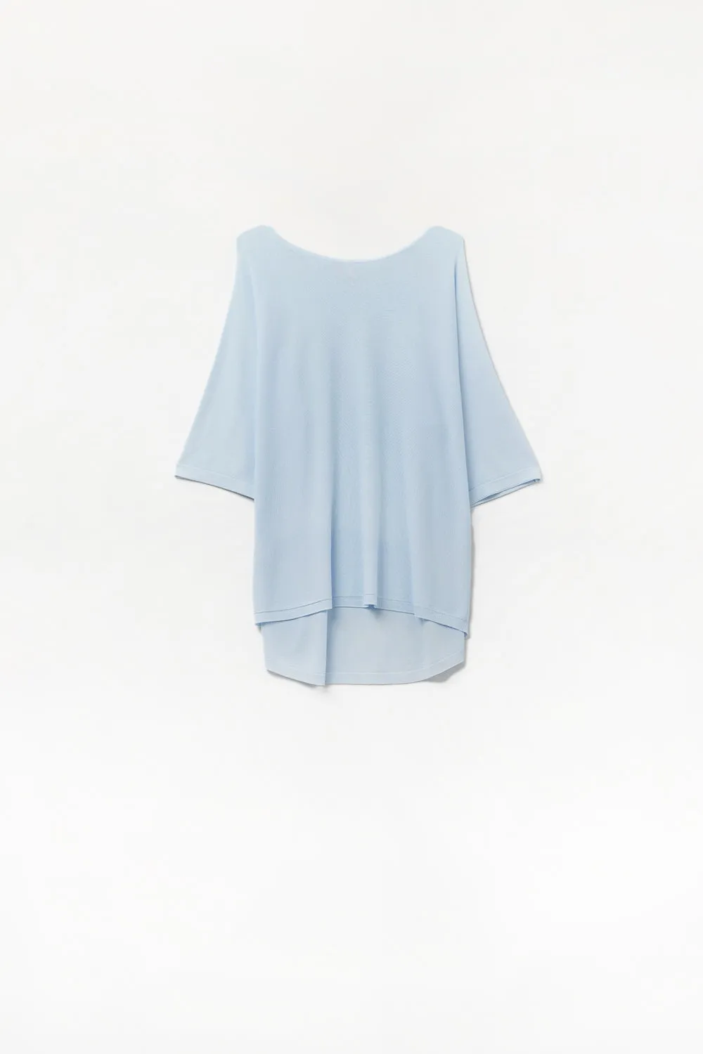 Light Blue Oversized sweater with Elbow-Length Sleeves