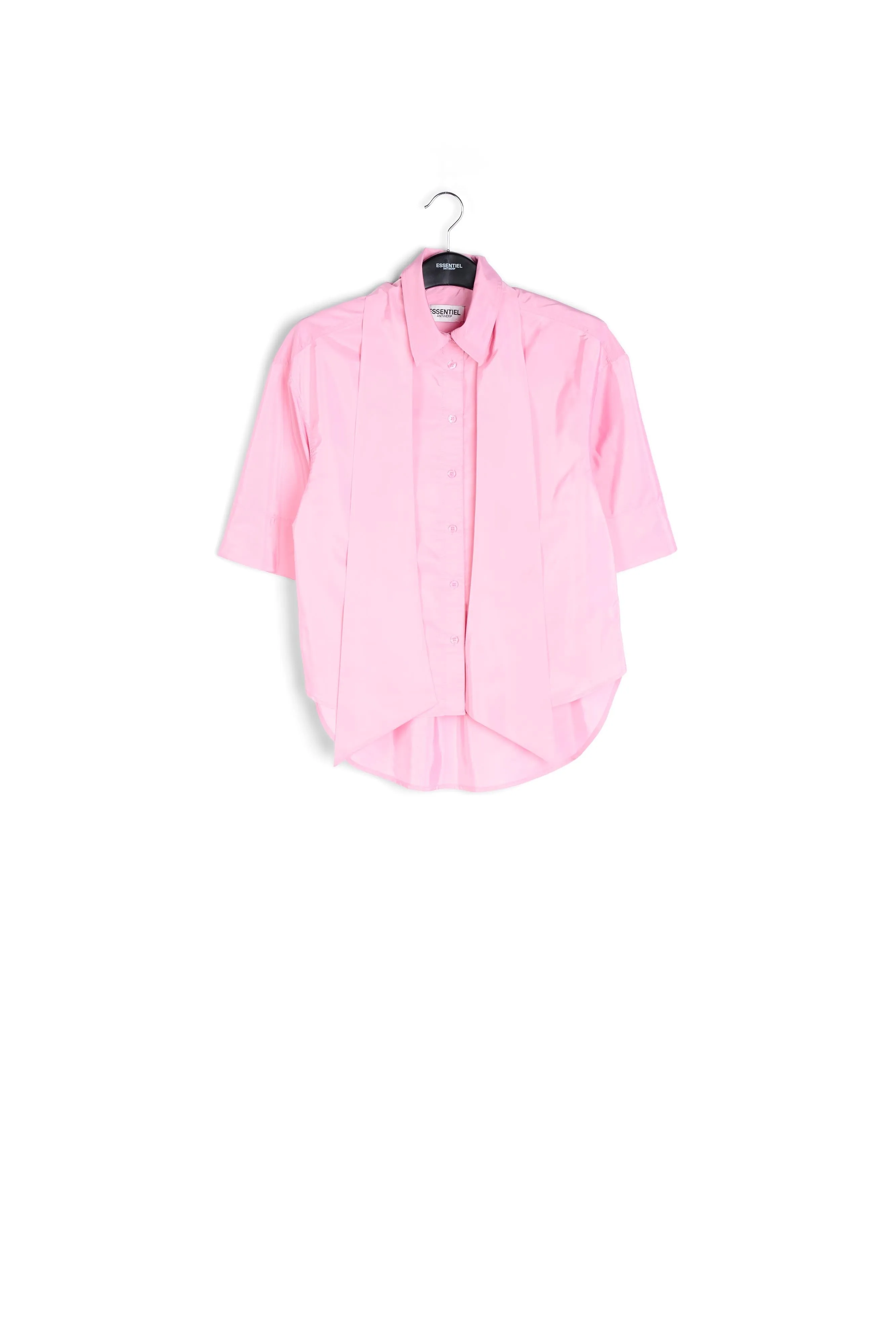 Light pink striped shirt with pussy bow