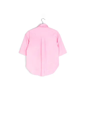 Light pink striped shirt with pussy bow