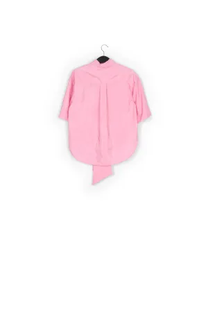 Light pink striped shirt with pussy bow