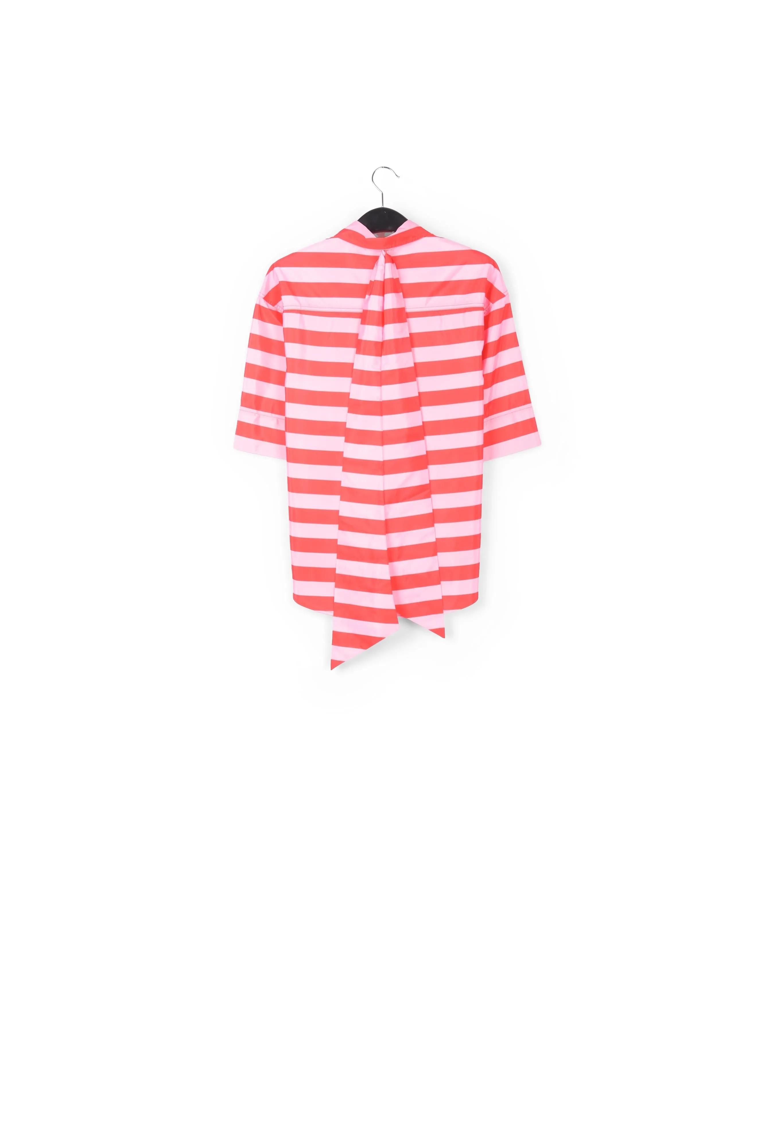 Light pink striped shirt with pussy bow