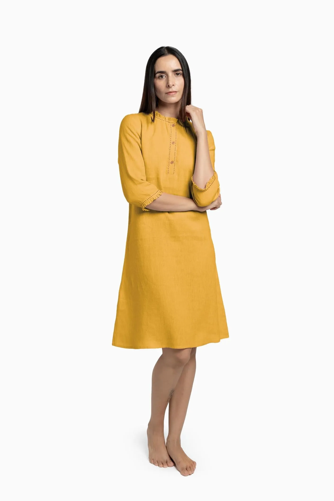 Linen Amber A-Line Dress-Sage Green