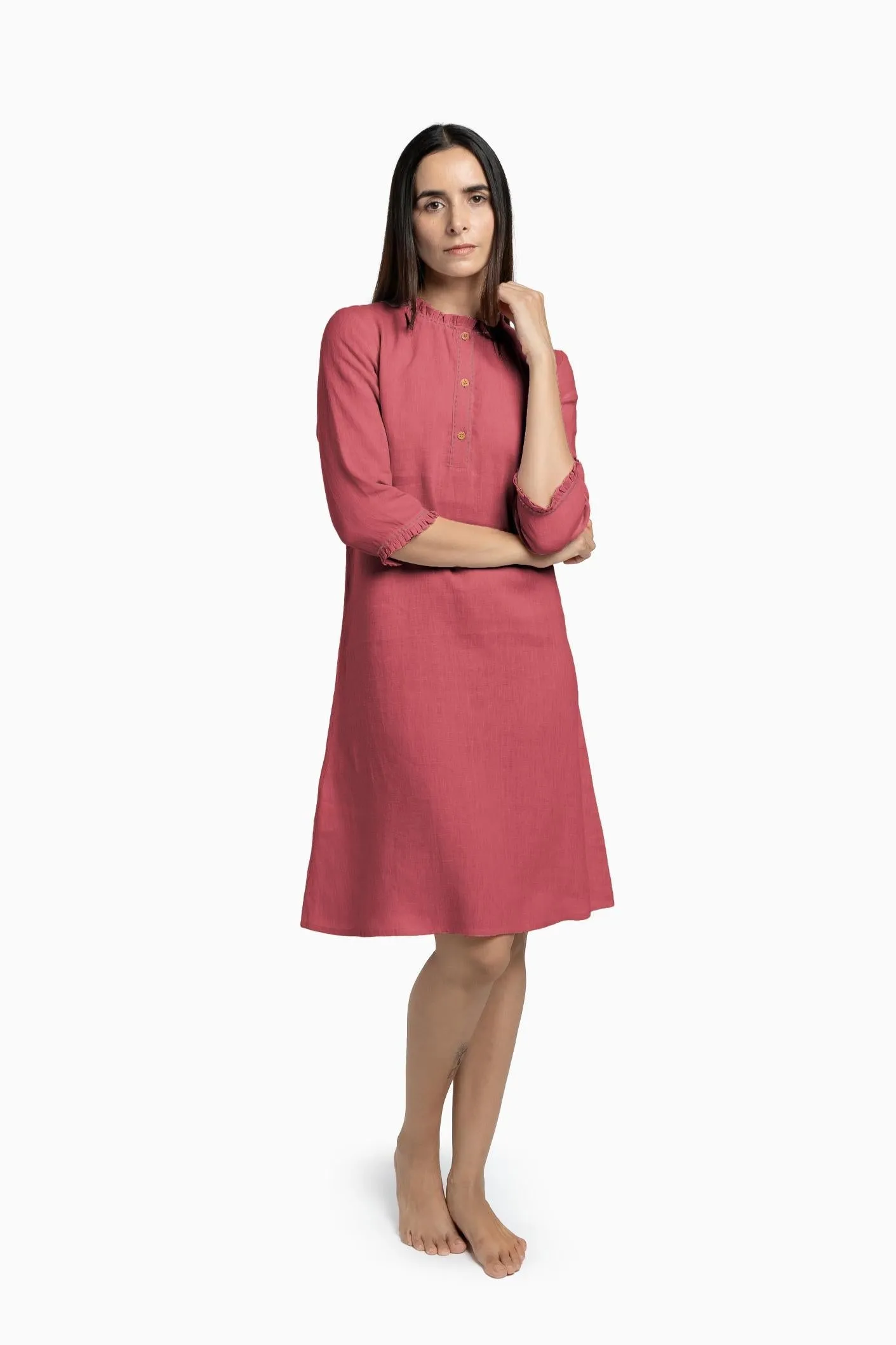 Linen Amber A-Line Dress-Sage Green