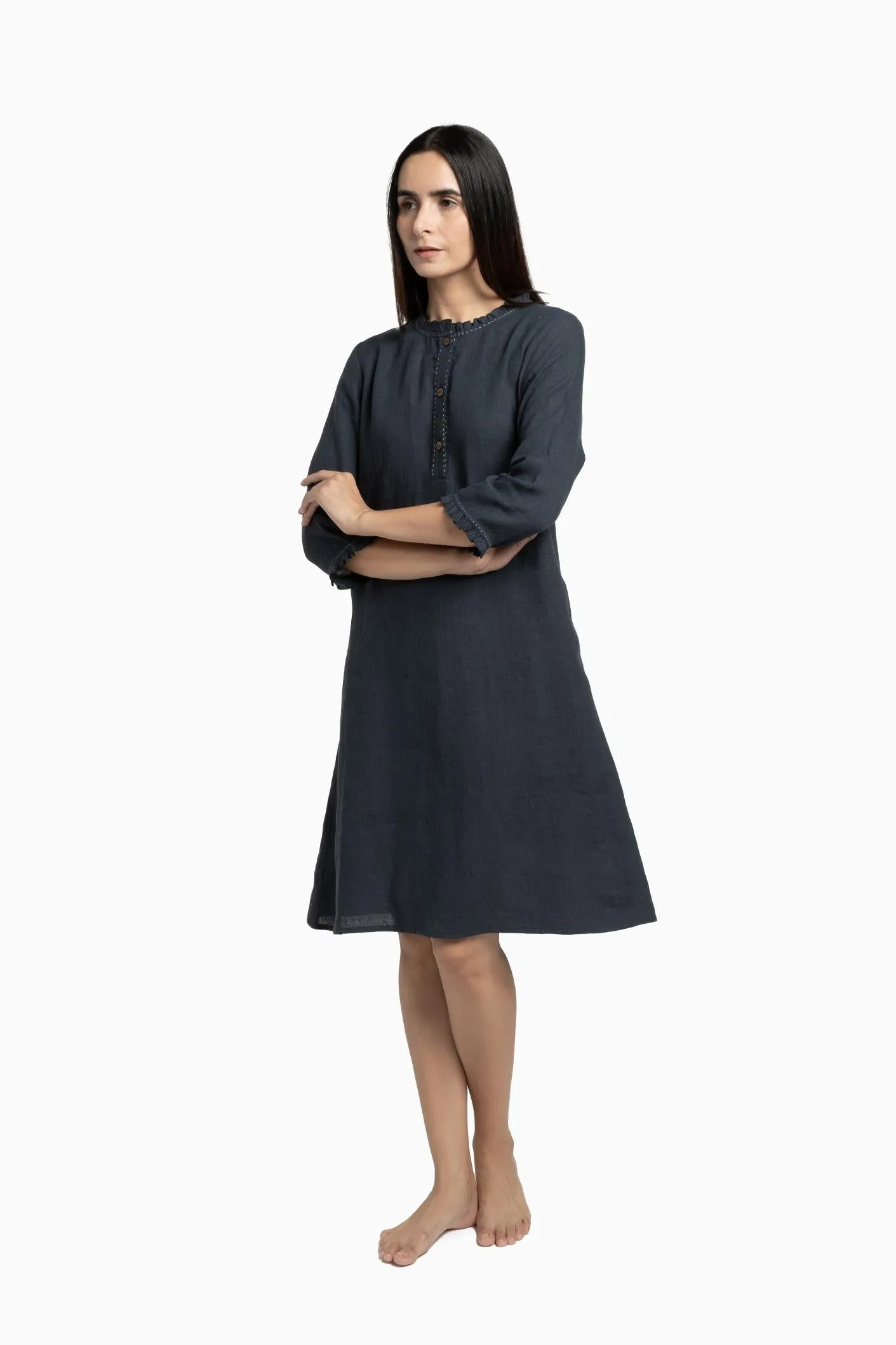 Linen Amber A-Line Dress-Sage Green