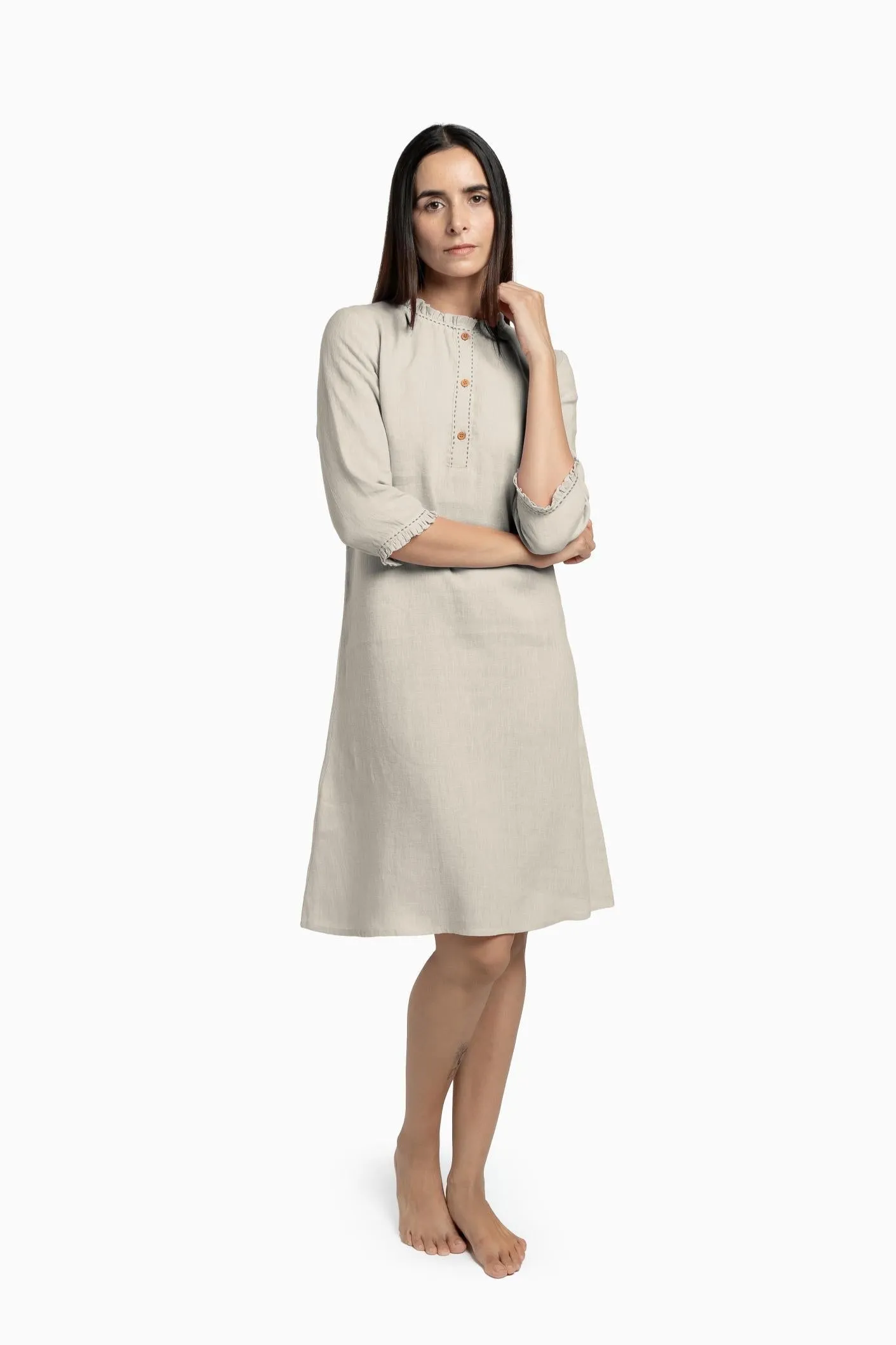 Linen Amber A-Line Dress-Sage Green