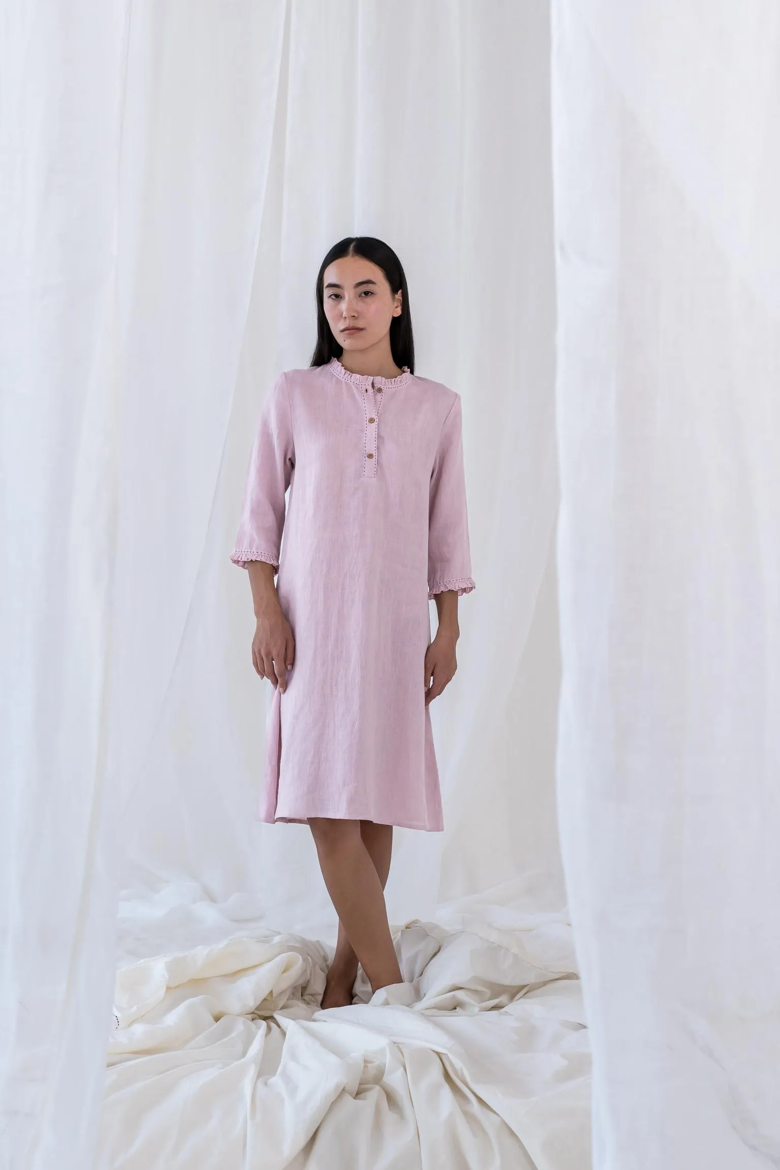 Linen Amber A-Line Dress-Sage Green