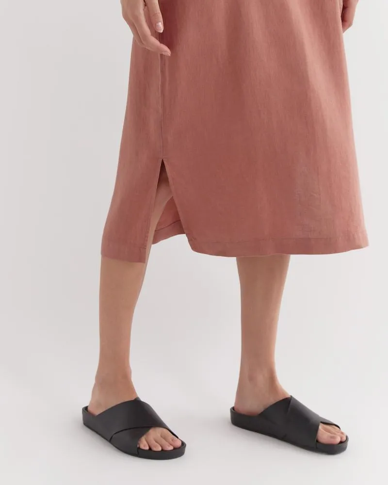 Linen Slip Dress Brick