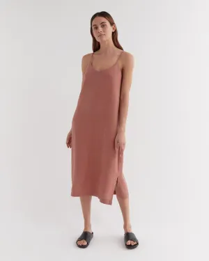 Linen Slip Dress Brick