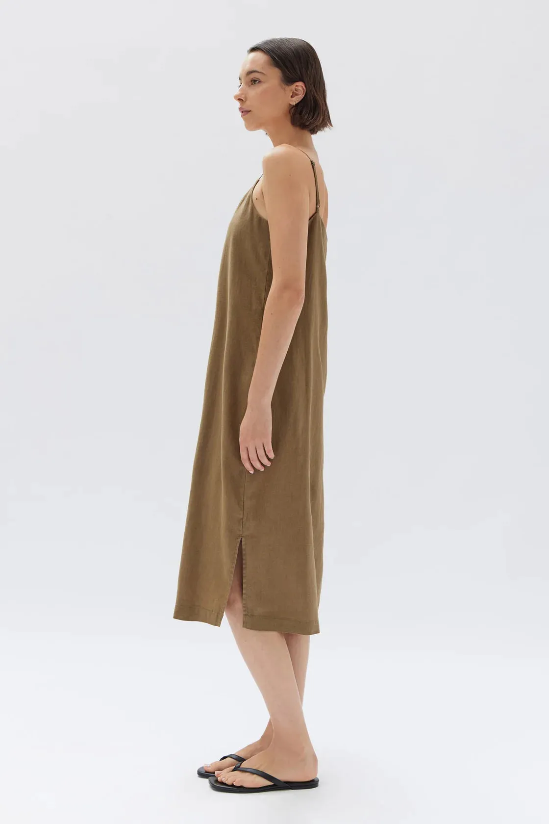 Linen Slip Dress Pea