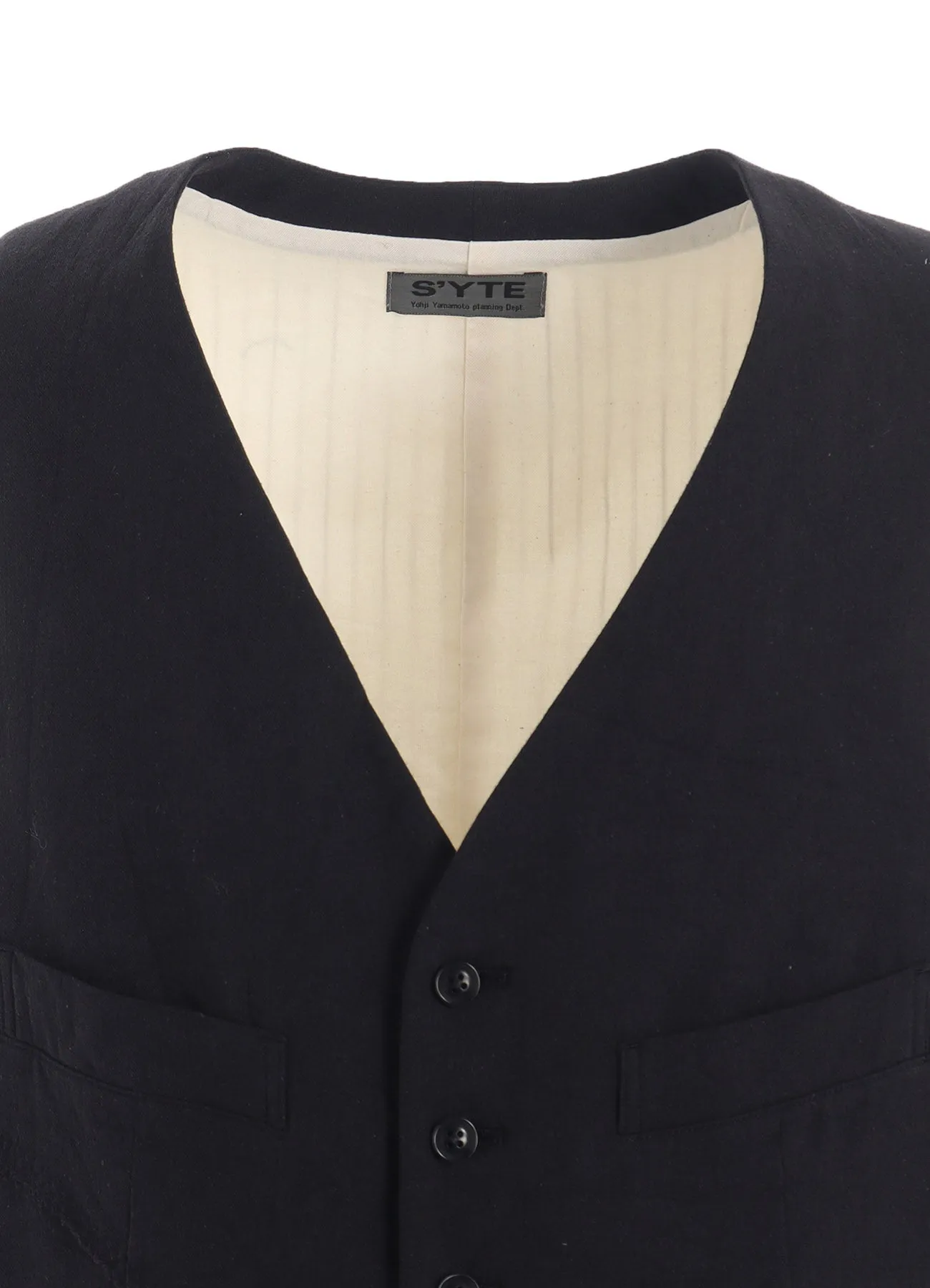 LINEN/COTTON HERRINGBONE ZIGZAG CUT-OUT VEST