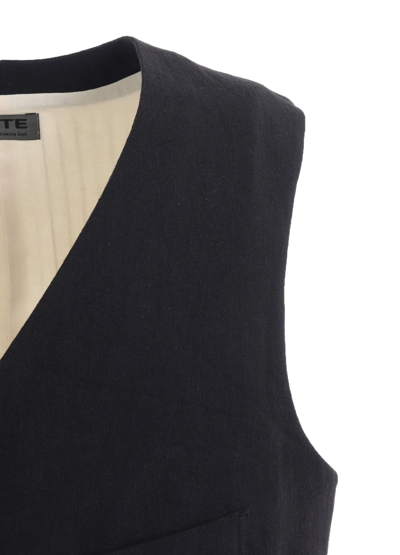 LINEN/COTTON HERRINGBONE ZIGZAG CUT-OUT VEST