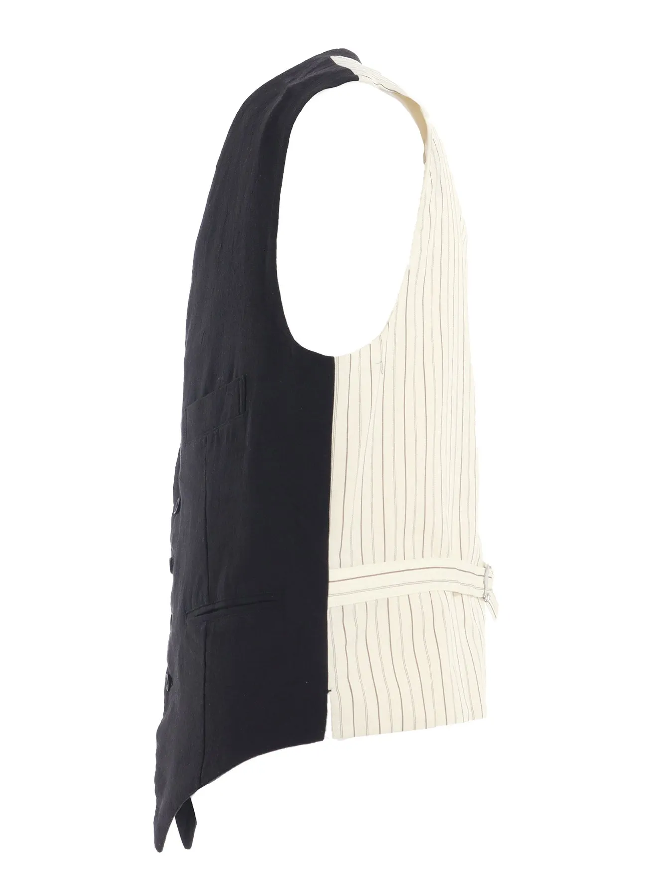 LINEN/COTTON HERRINGBONE ZIGZAG CUT-OUT VEST