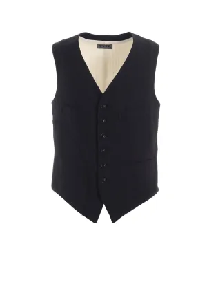 LINEN/COTTON HERRINGBONE ZIGZAG CUT-OUT VEST