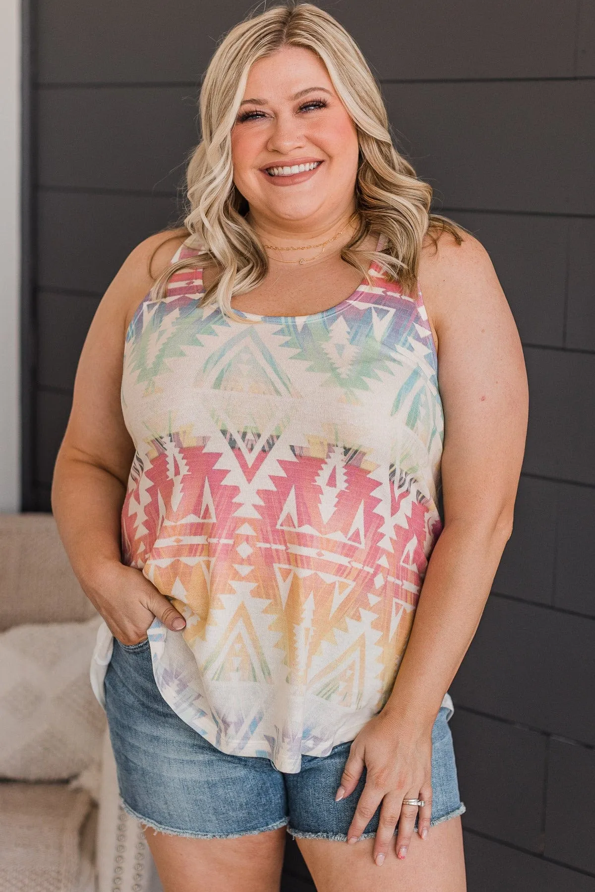 Live Out Loud Aztec Knit Top- Ivory