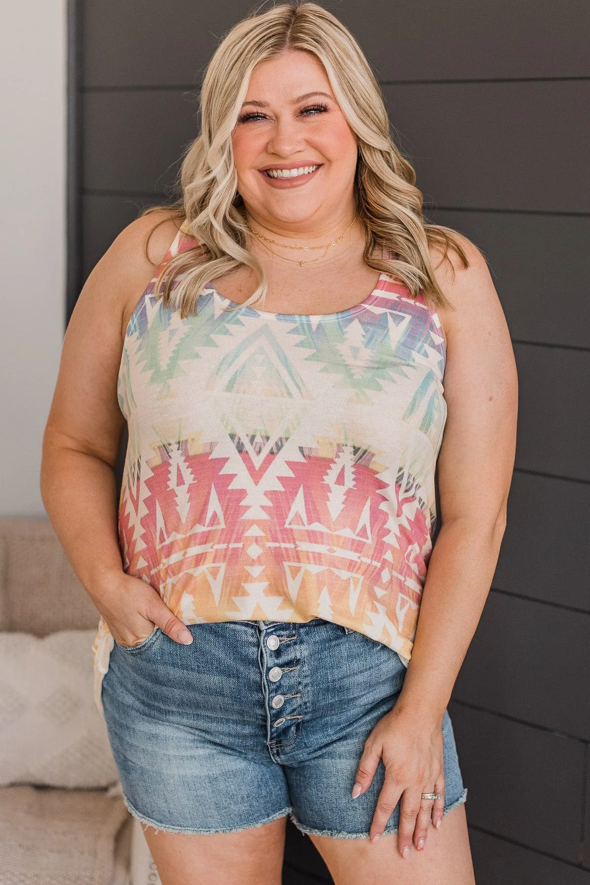 Live Out Loud Aztec Knit Top- Ivory