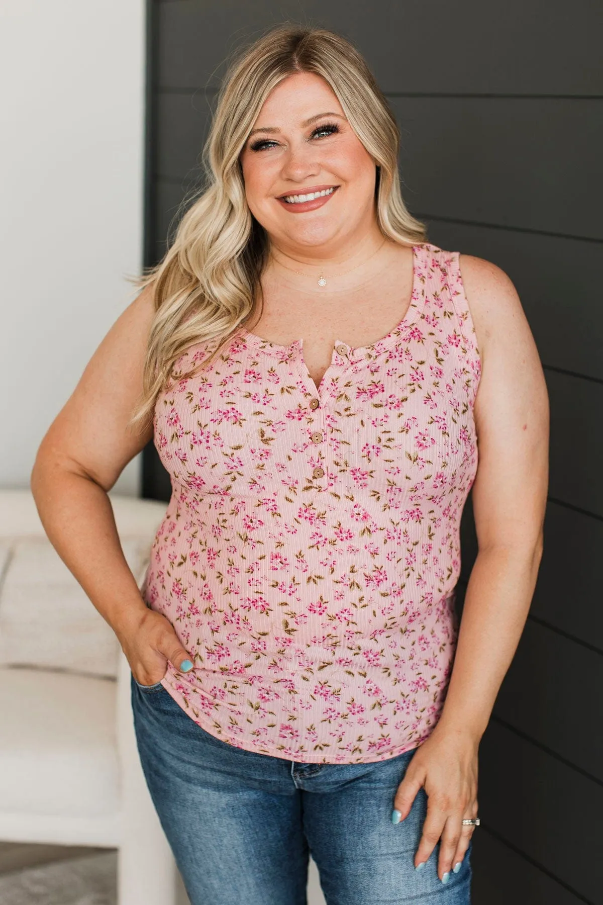 Love Out Loud Floral Tank Top- Pink