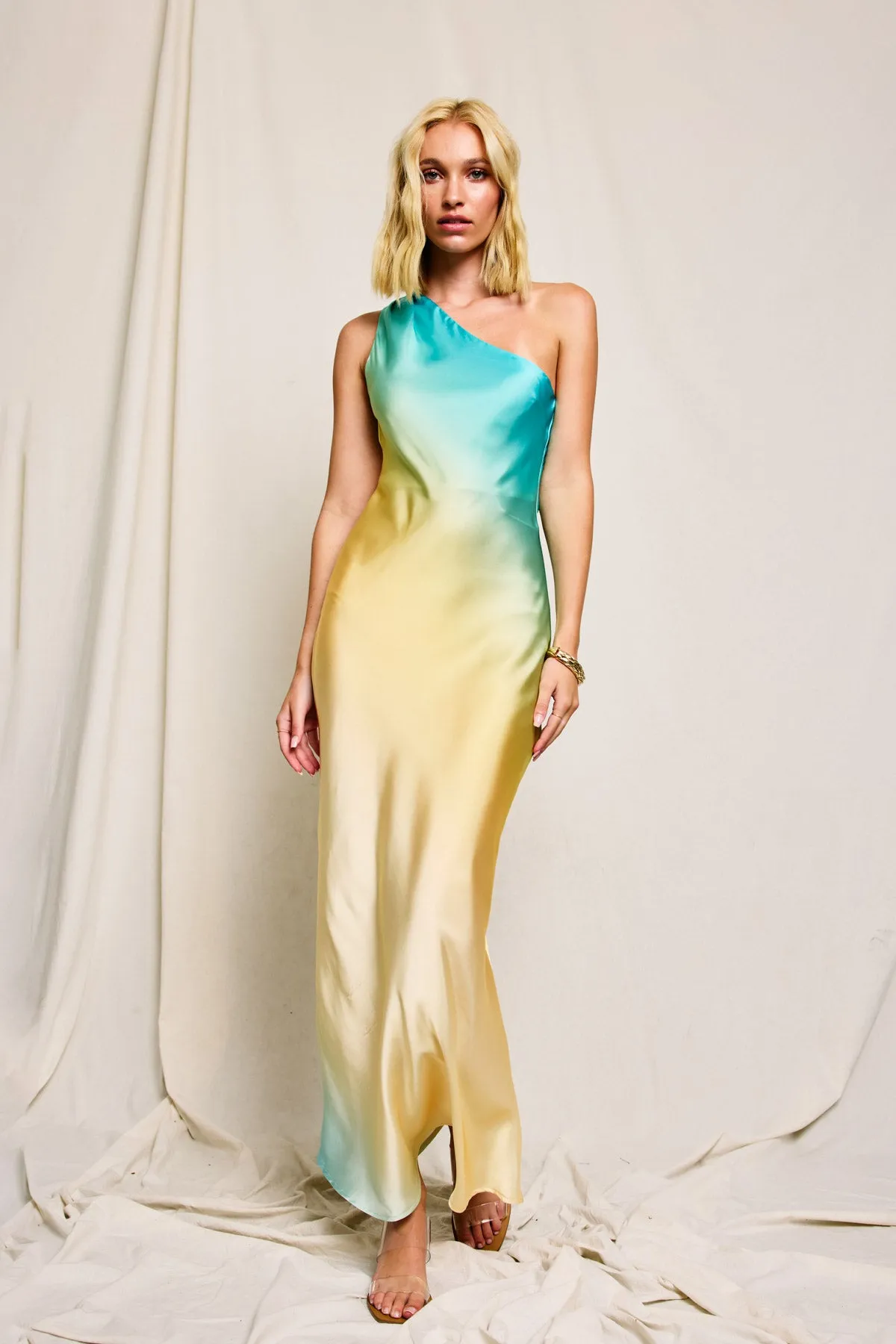 Lucia Ombre One Shoulder Maxi Dress