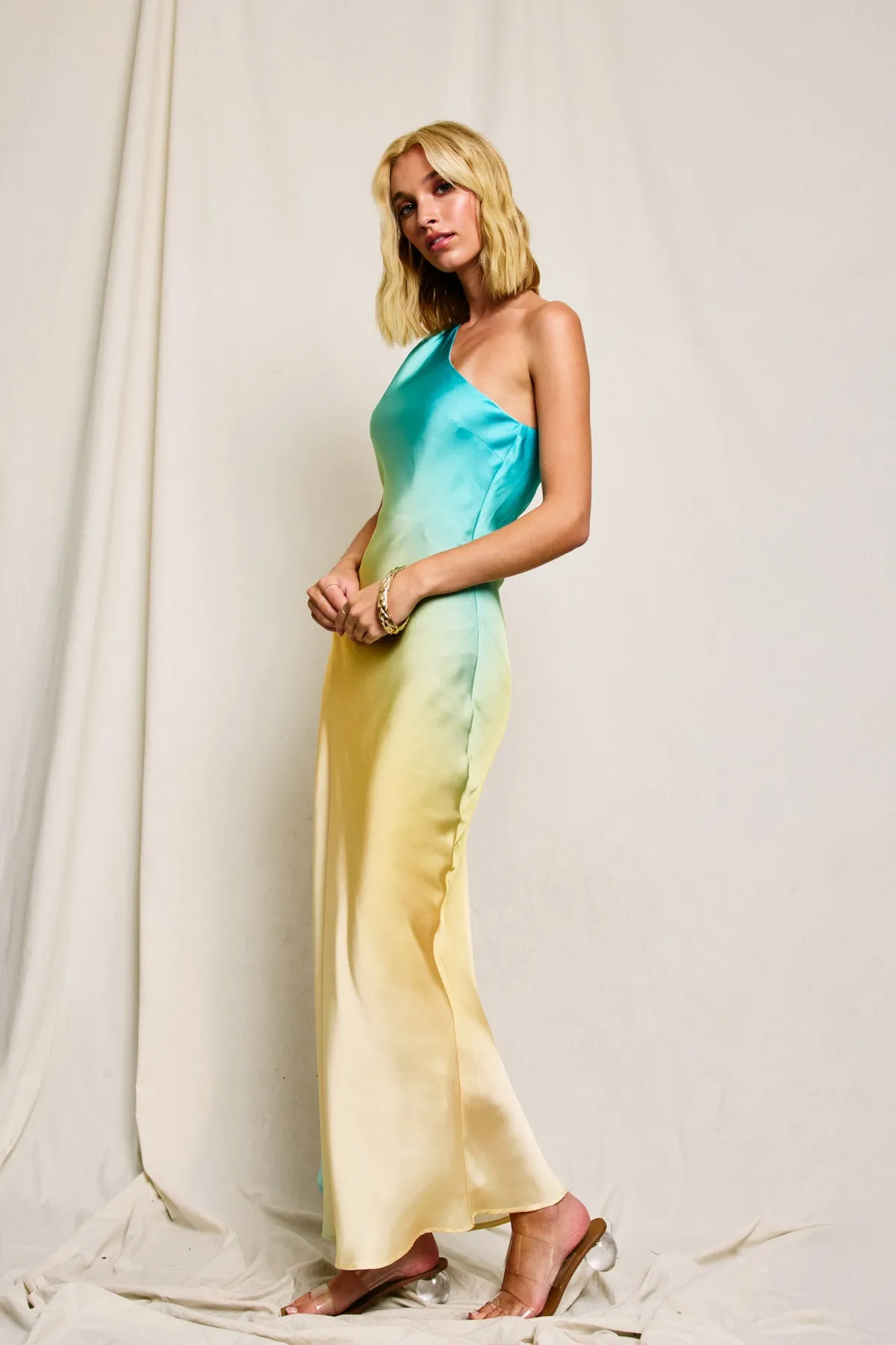 Lucia Ombre One Shoulder Maxi Dress