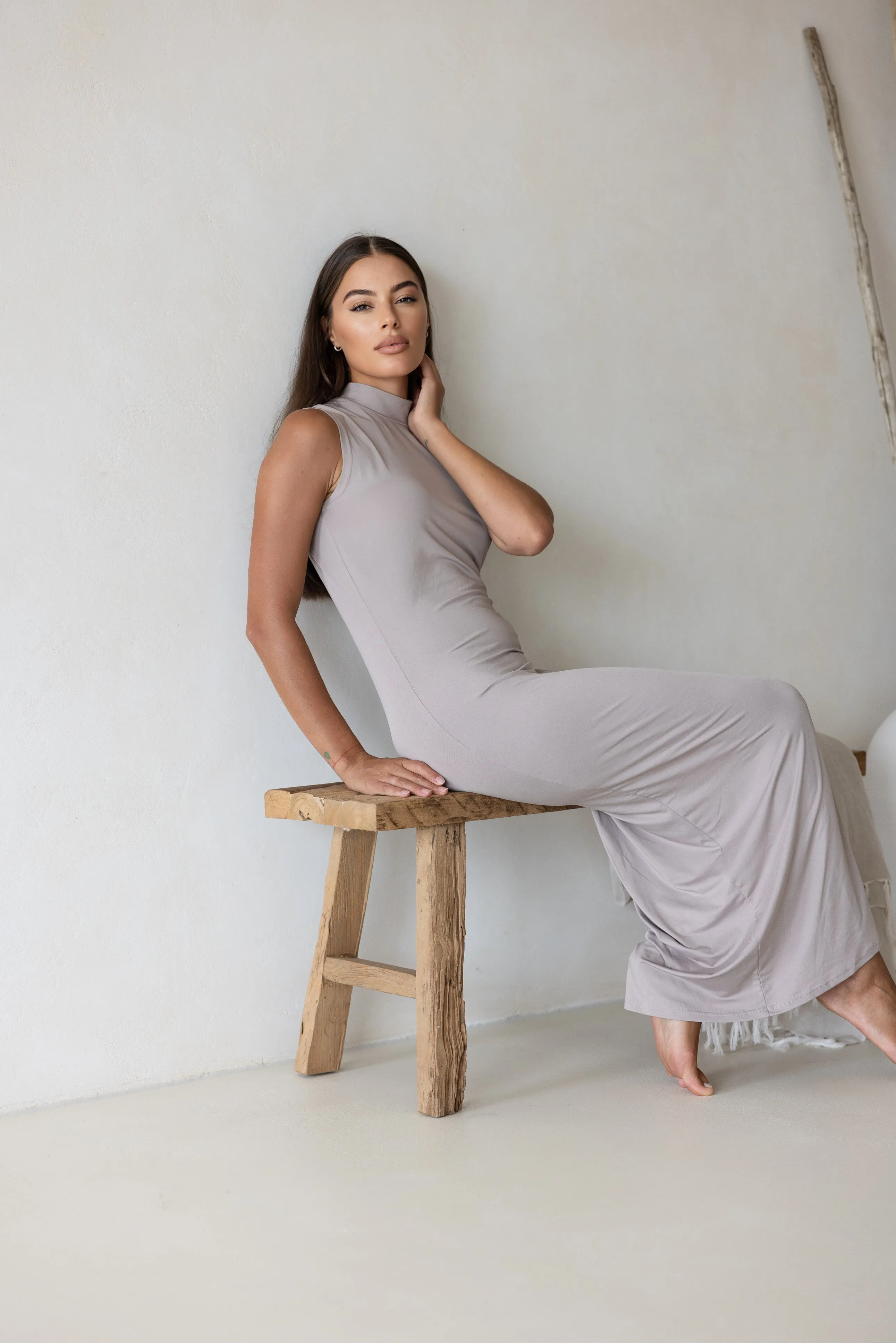 Luxe Sleeveless Slip Dress Fawn