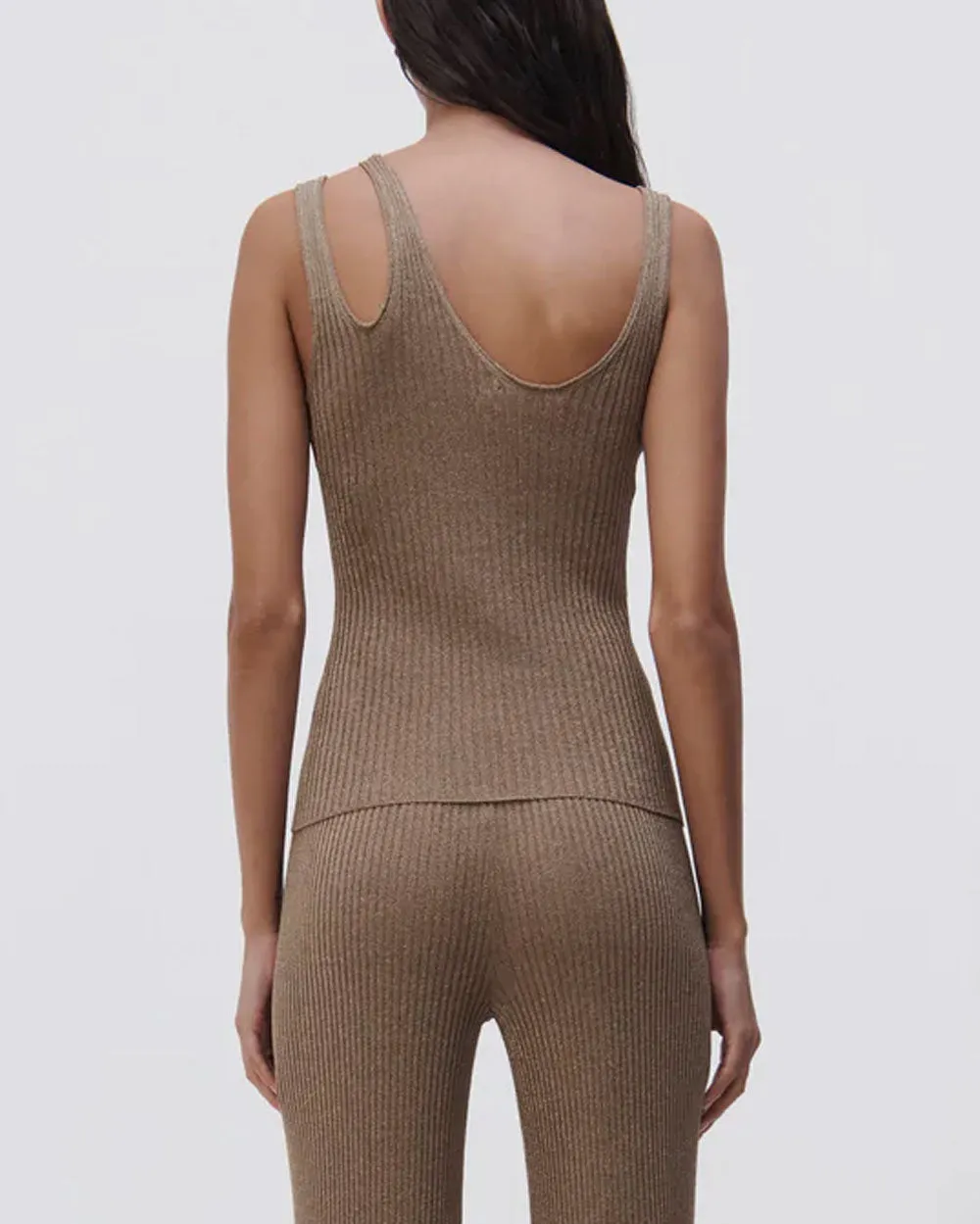 Marigold Saga Metallic Rib Cut Out Tank