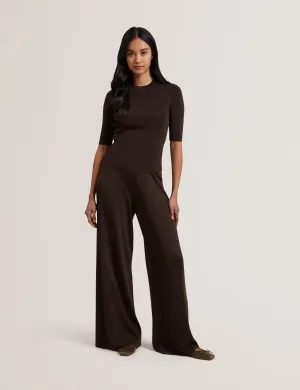 Matilli Wide Leg Knit Trouser Dk-Brown