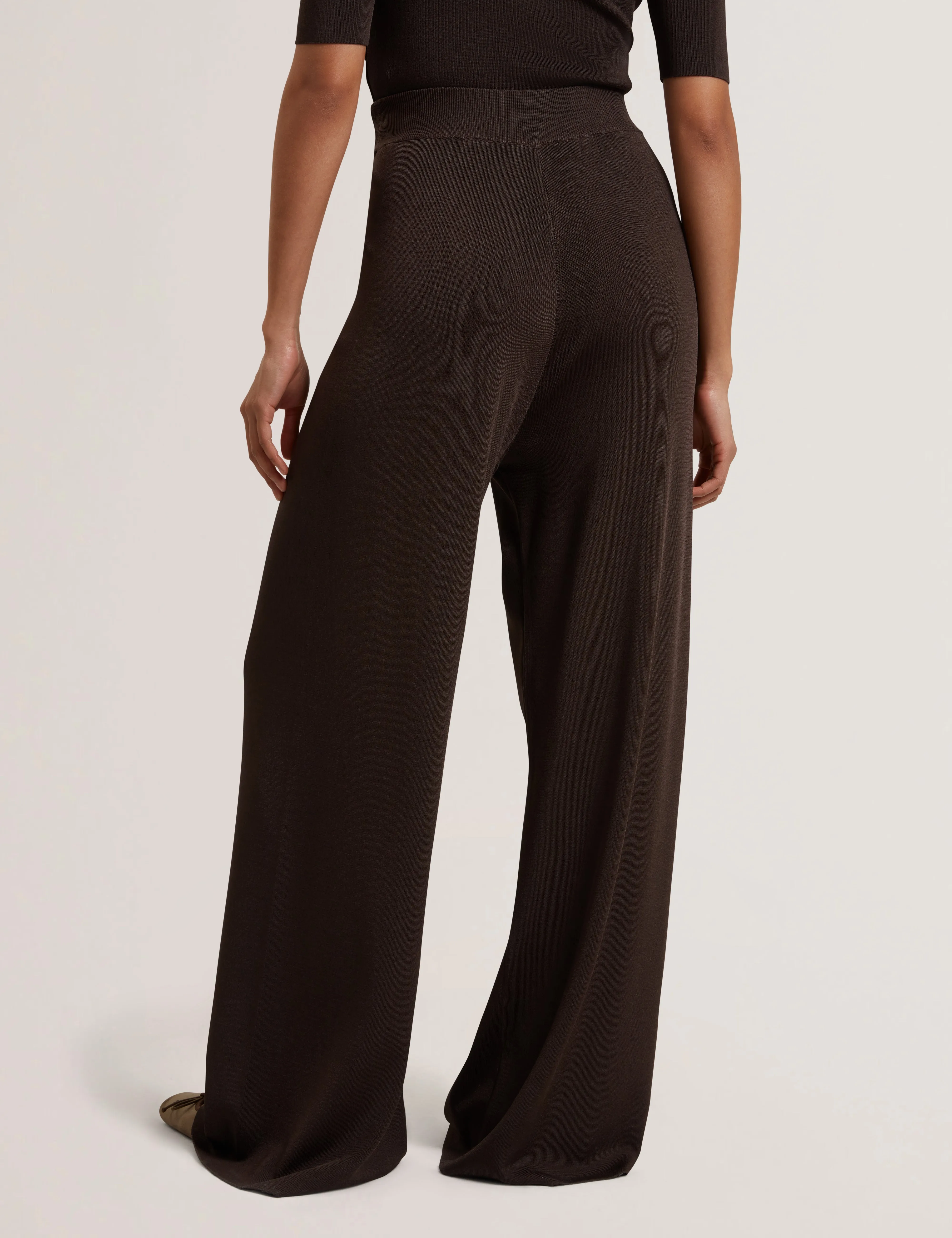 Matilli Wide Leg Knit Trouser Dk-Brown