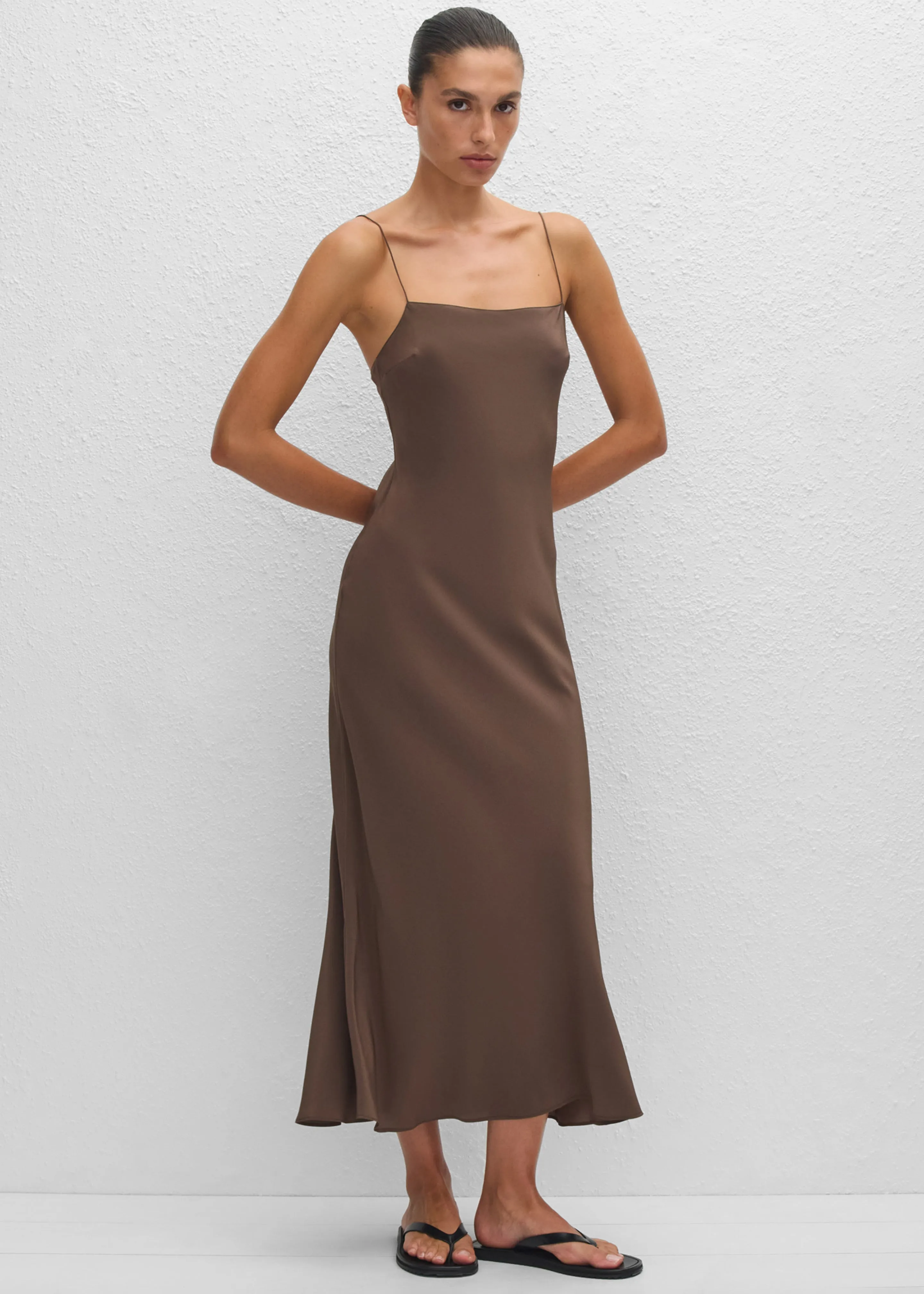 Matteau Square Slip Dress - Truffle