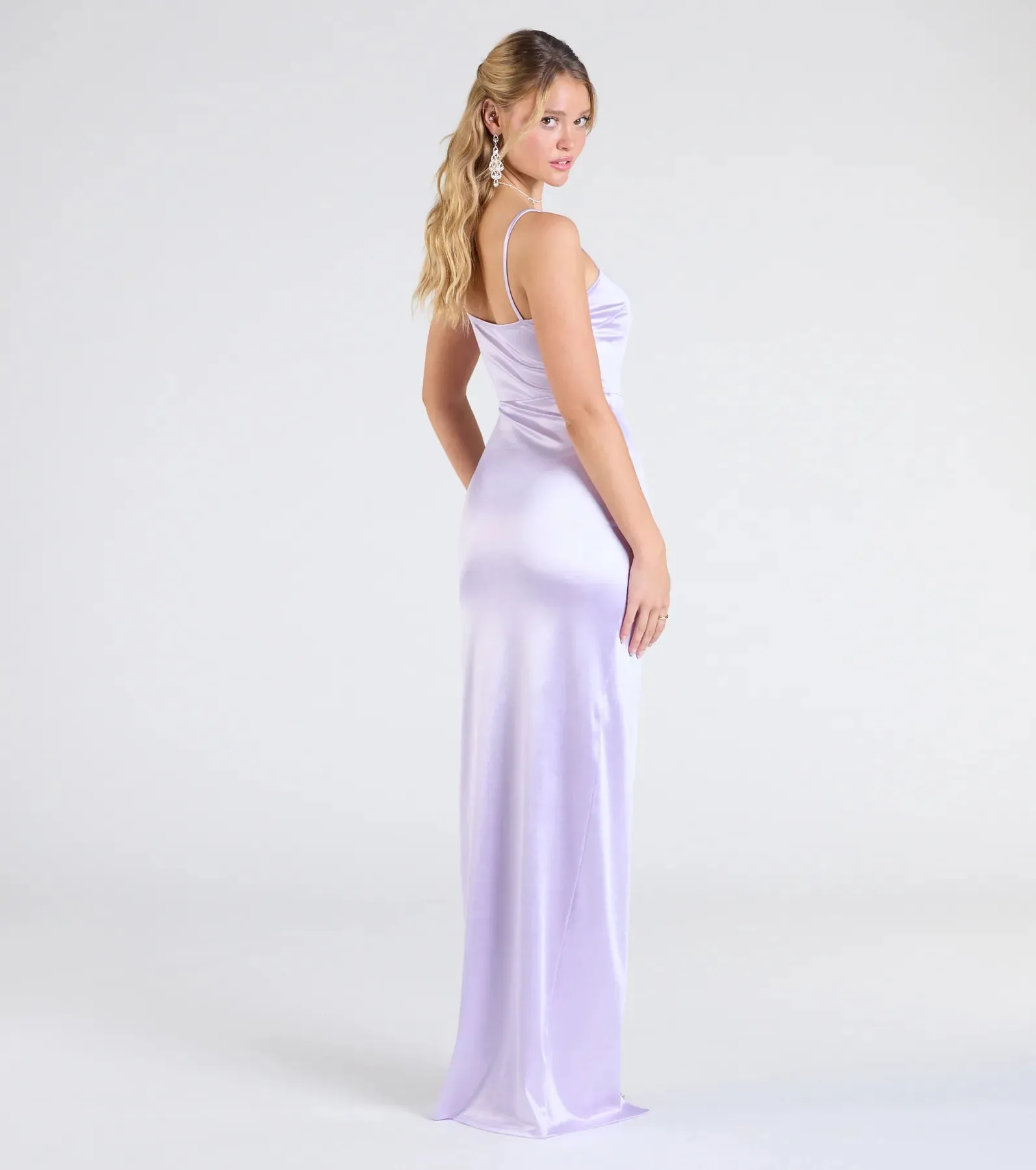 Mayra Formal Satin Slit Long Dress