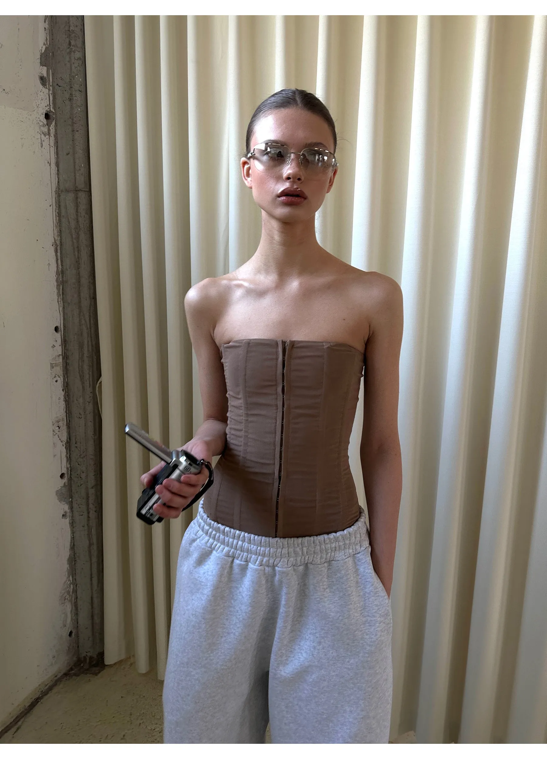Mesh Boned Bandeau Top
