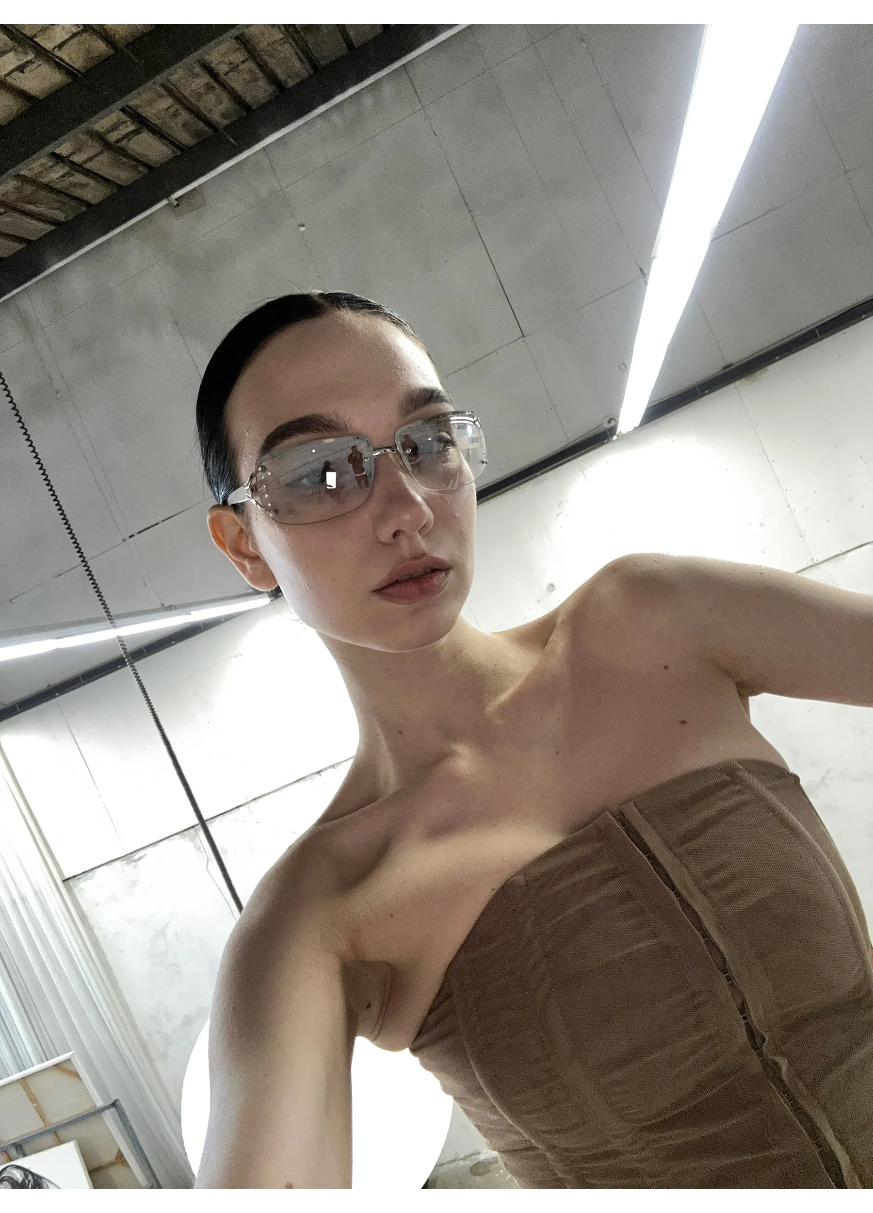 Mesh Boned Bandeau Top