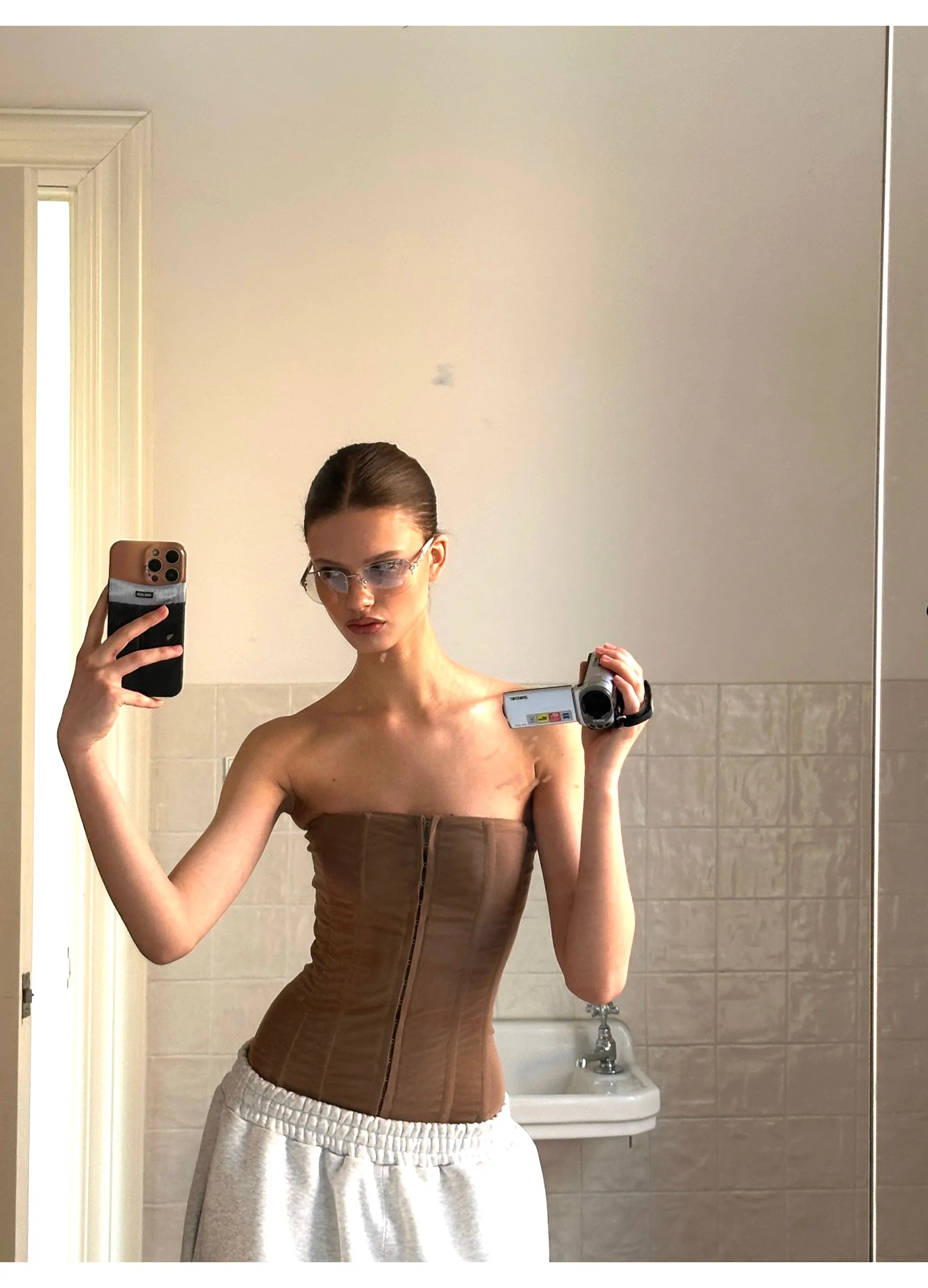 Mesh Boned Bandeau Top